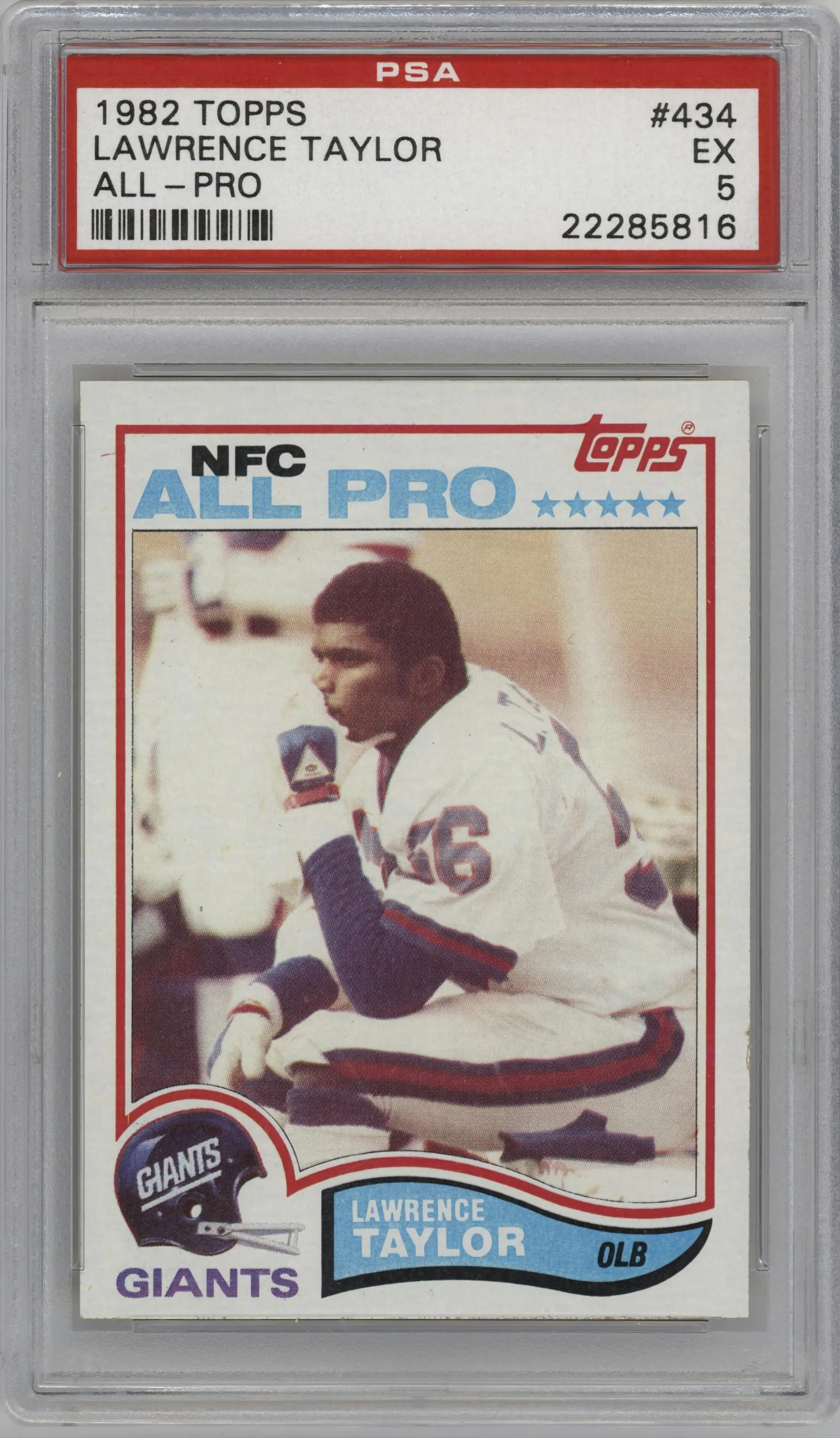 1982 Topps Lawrence Taylor #434 PSA 5