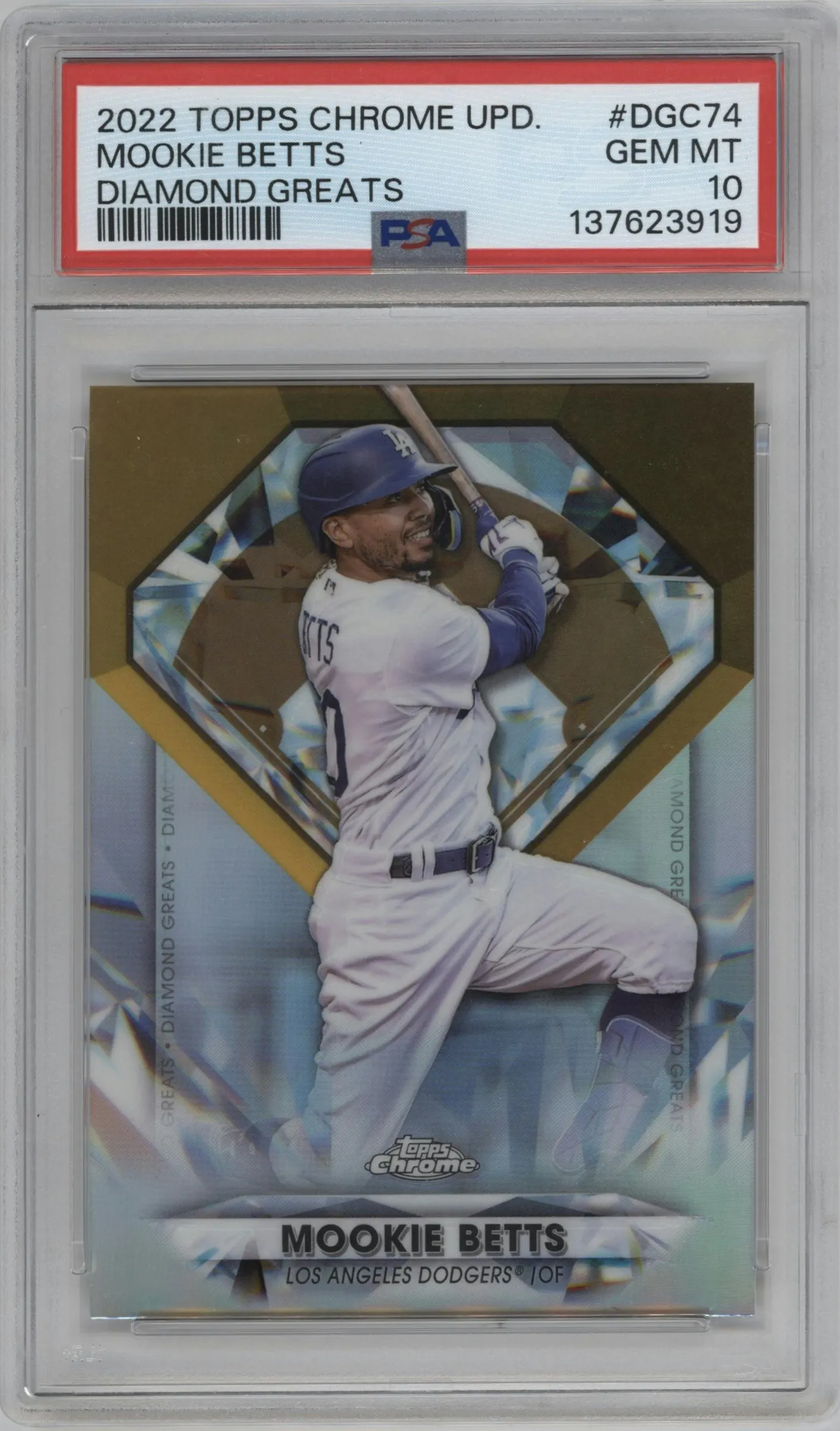 2022 Topps Chrome Update Diamond Greats Mookie Betts #DGC-74 PSA 10
