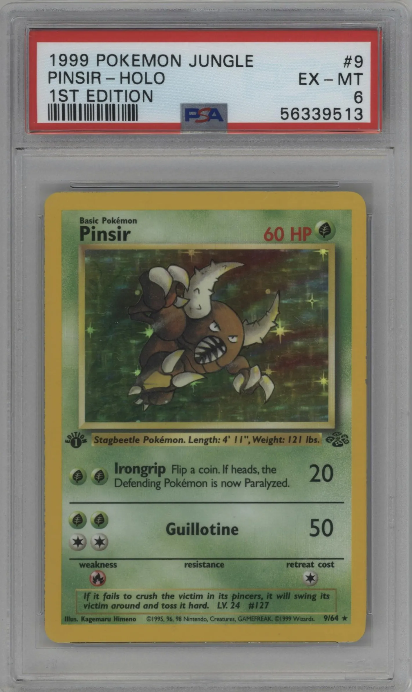 1999 Pokemon Jungle Pinsir #9 PSA 6