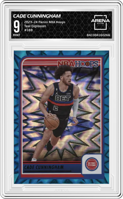 2023 Panini NBA Hoops Cade Cunningham Teal Explosion #188 ARENA CLUB 9