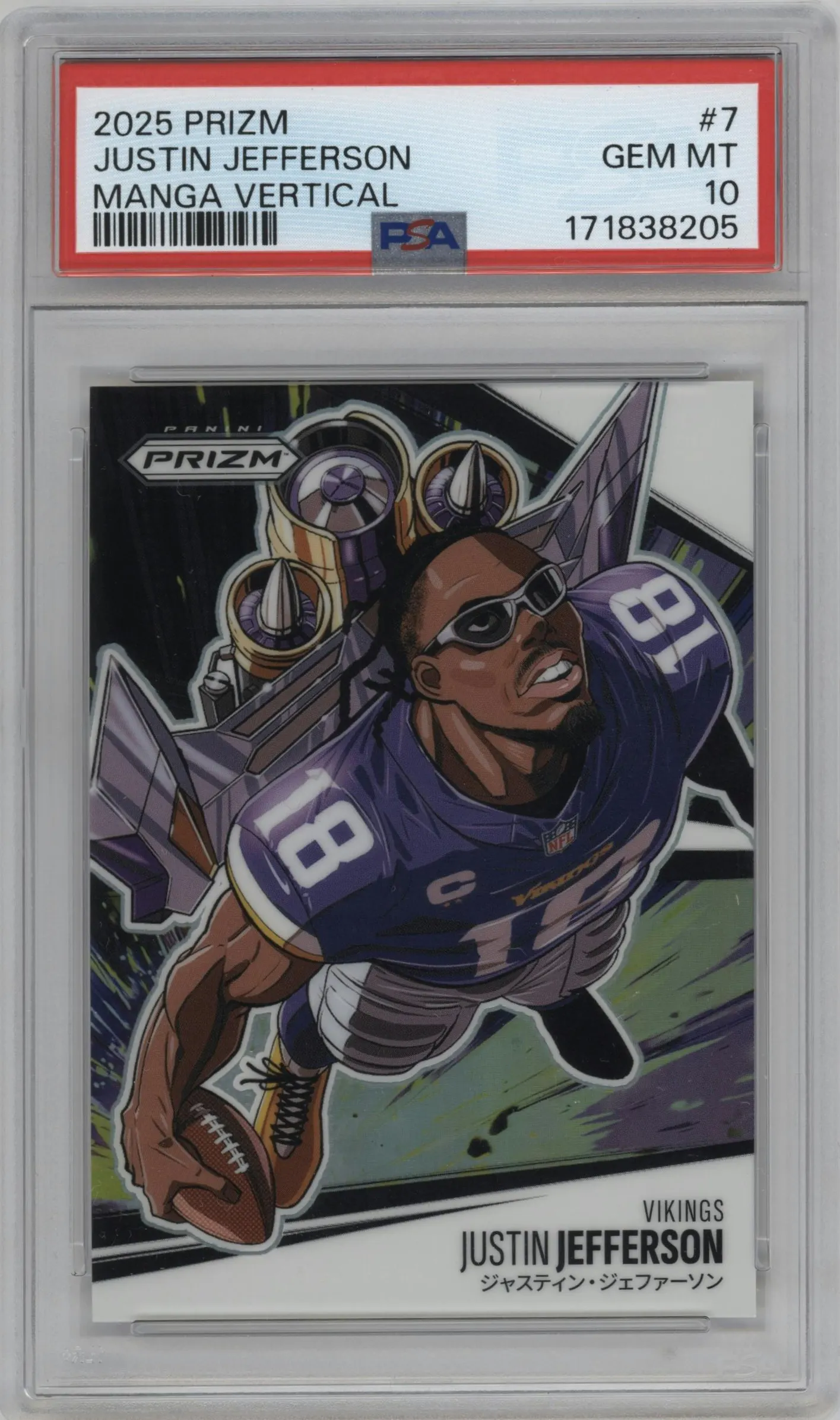 2025 Panini Prizm Manga Vertical Justin Jefferson #7 PSA 10