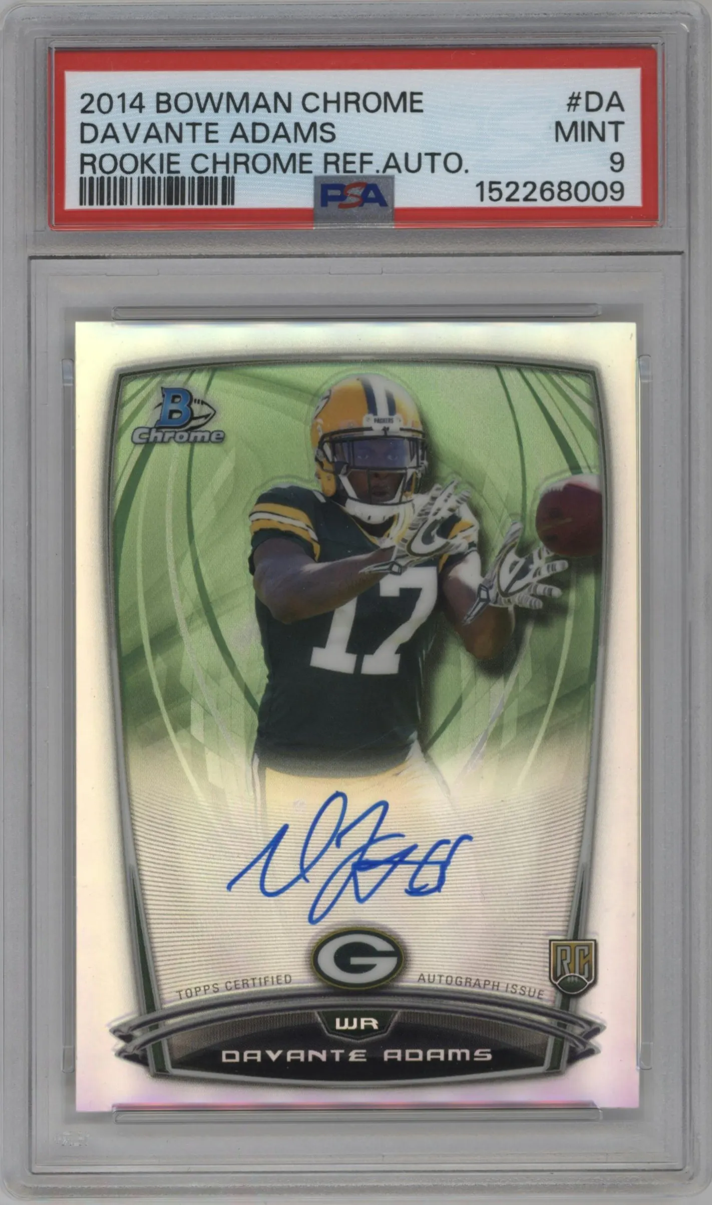 2014 Bowman Chrome Rke.Auto Davante Adams Chrome Refractor #RCRA-DA PSA 9