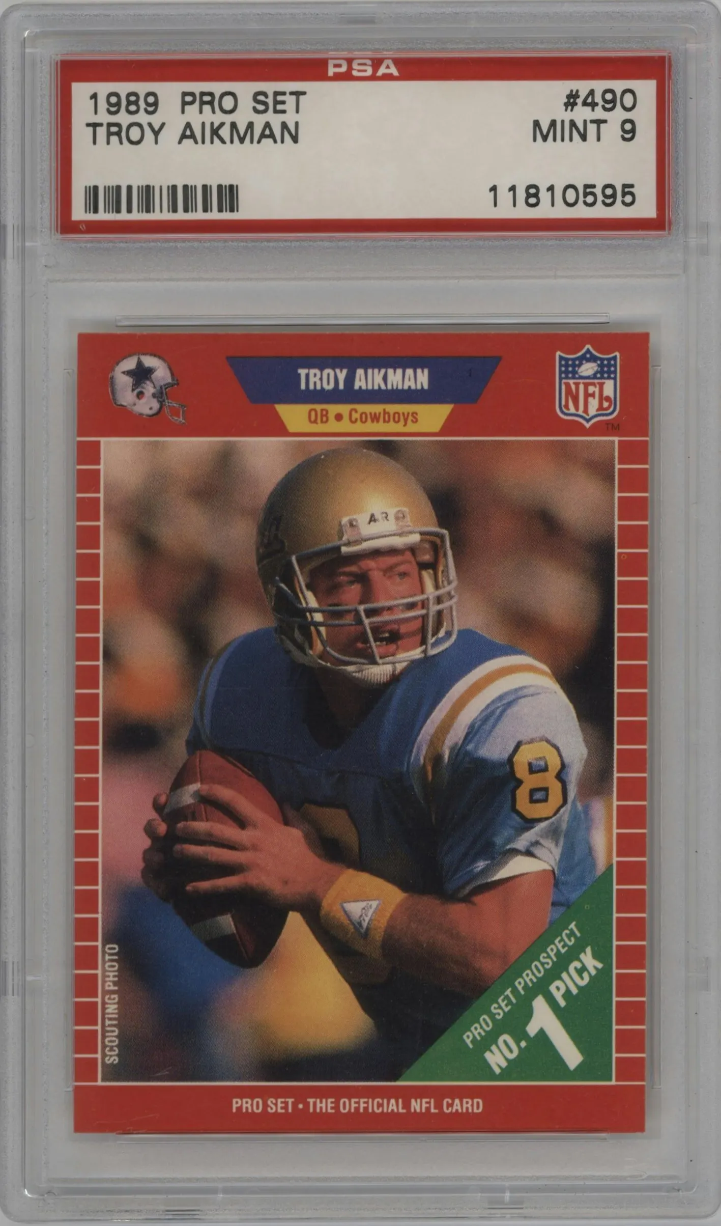 1989 Pro Set Troy Aikman #490 PSA 9