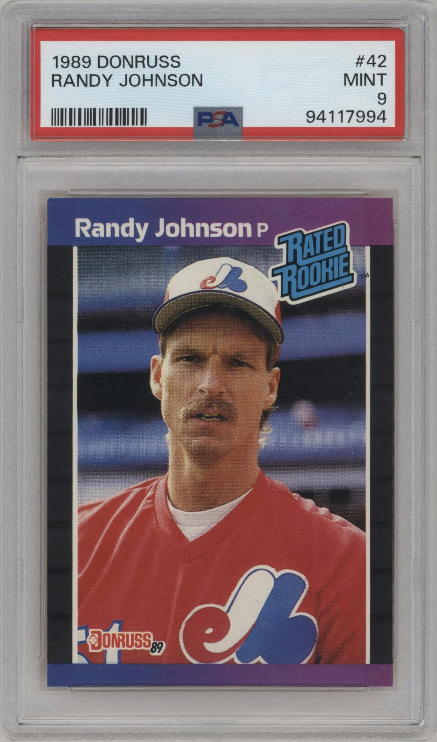 1989 Donruss Rated Rookie Randy Johnson #42 PSA 9