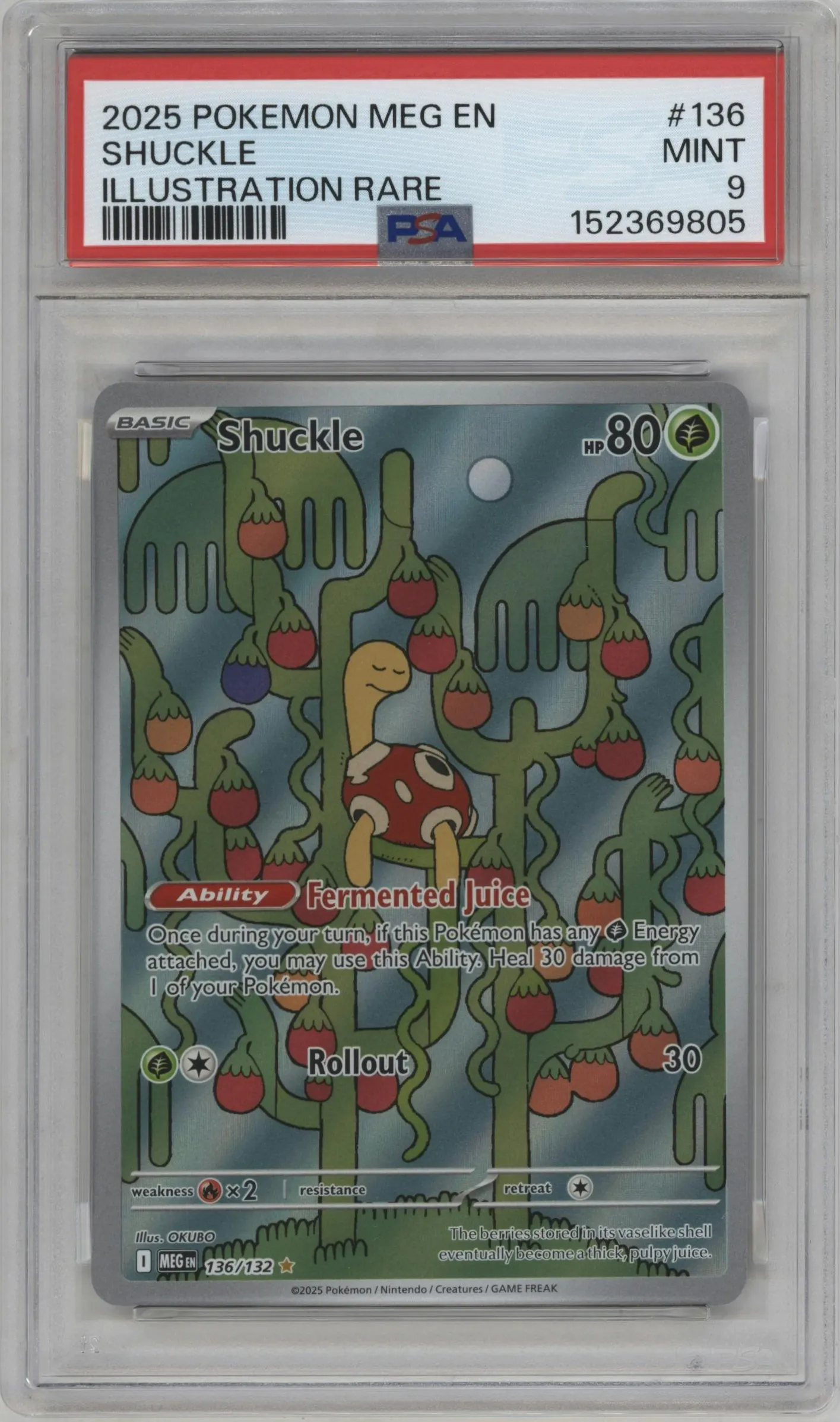 2025 Pokemon Mega Evolution Shuckle #136 PSA 9
