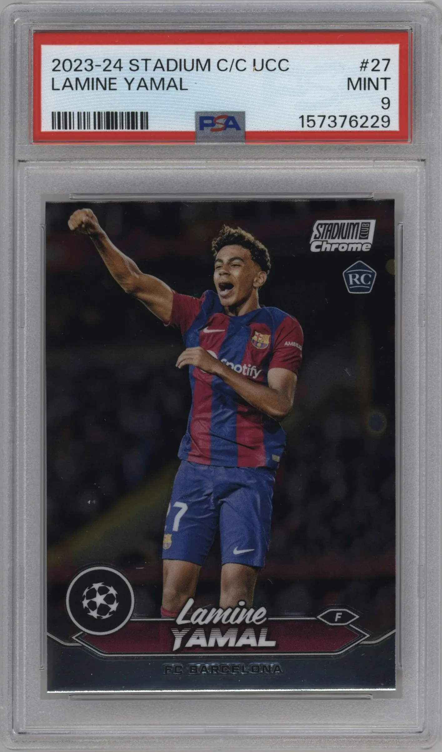 2023 Stadium Club Chrome UEFA Champions League Lamine Yamal #27 PSA 9