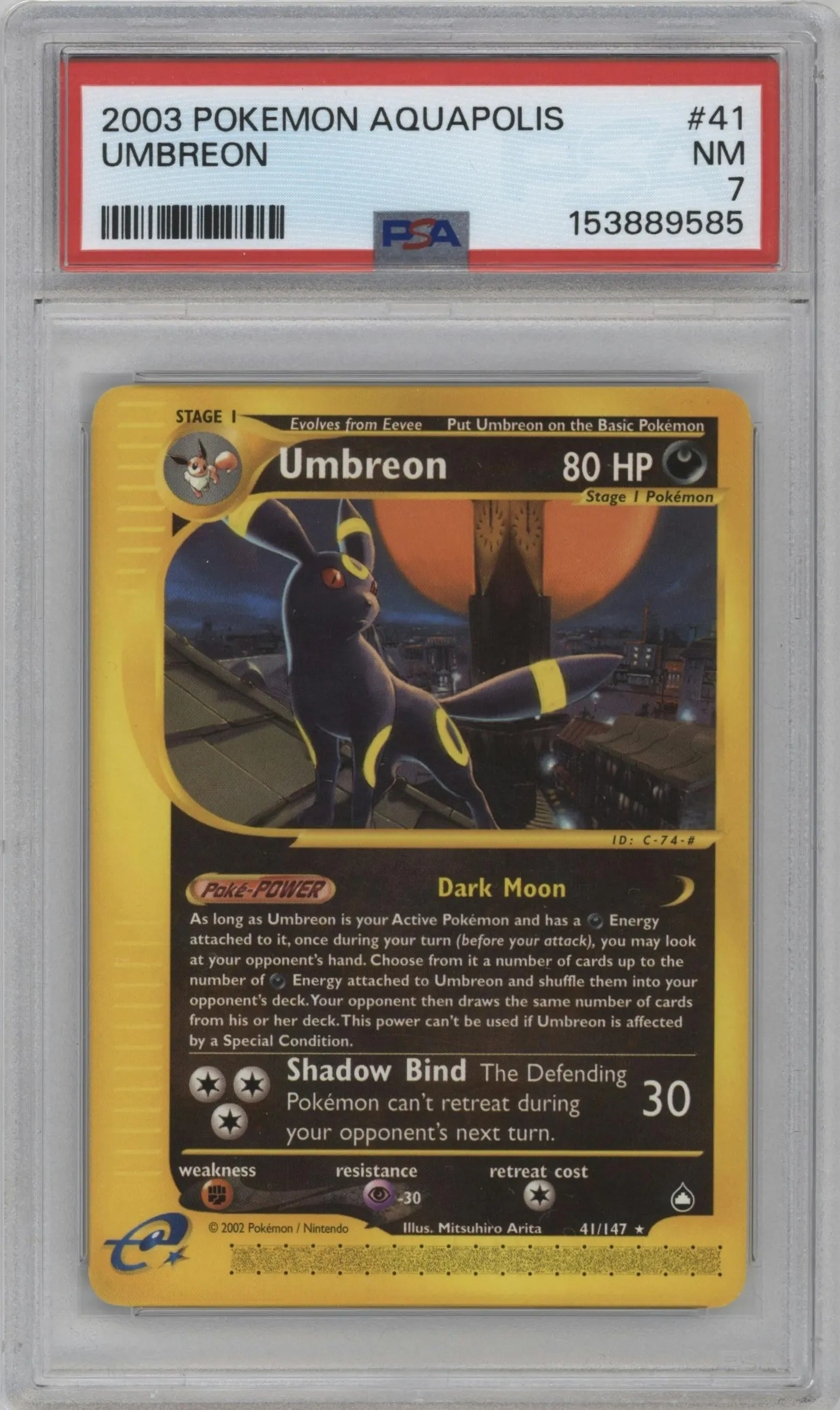 2003 Pokemon E-CARD Aquapolis Umbreon #41 PSA 7