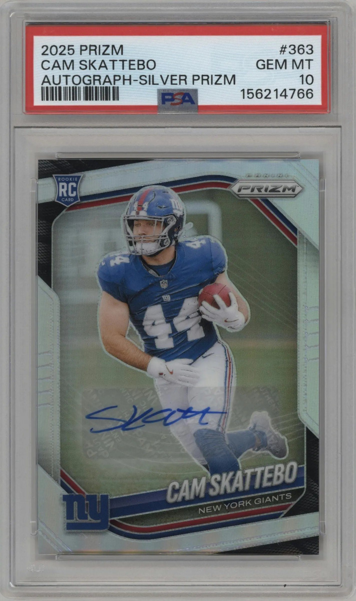 2025 Panini Prizm Rke.Auto Cam Skattebo Silver Prizm #363 PSA 10