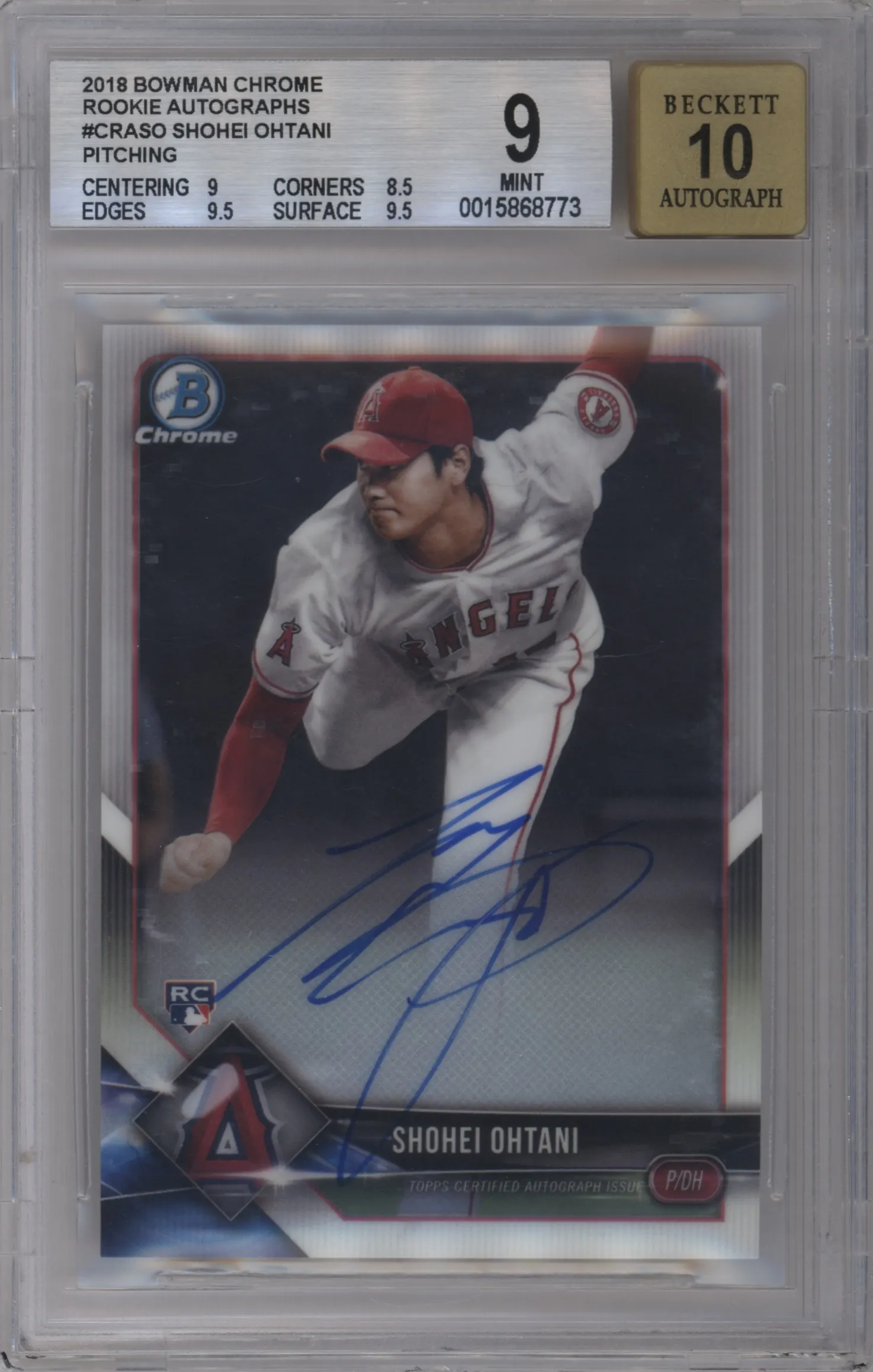 2018 Bowman Chr.Rke.Auto Shohei Ohtani #CRA-SO BGS 9