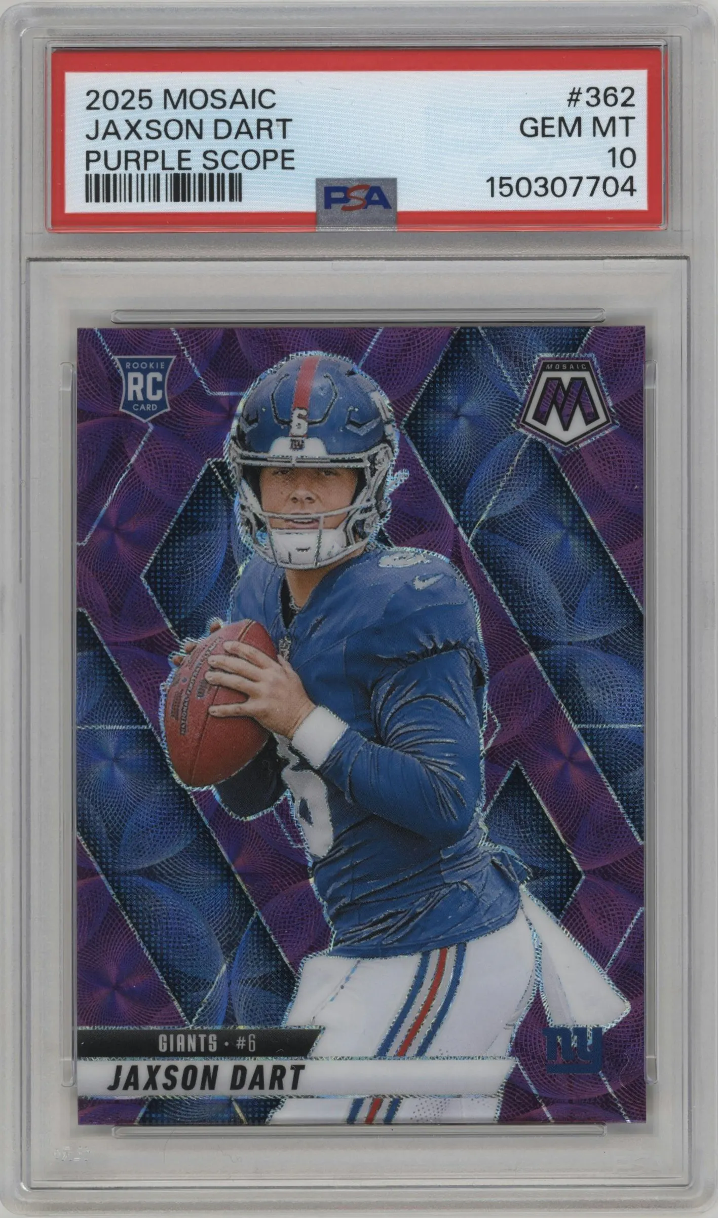 2025 Panini Mosaic Jaxson Dart Purple Scope #362 PSA 10