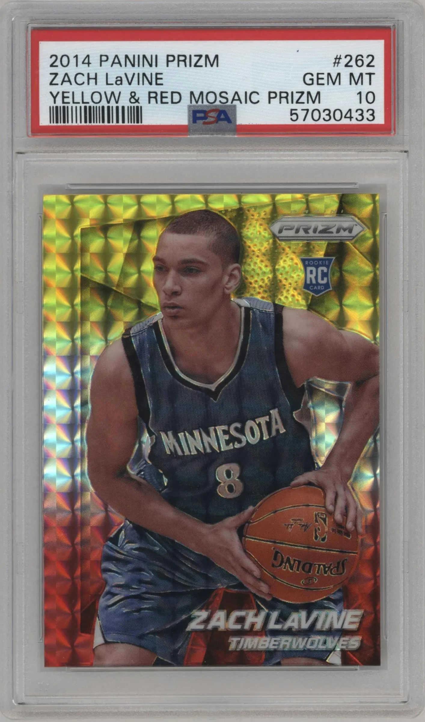 2014 Panini Prizm Zach LaVine Yellow & Red Mosaic #262 PSA 10