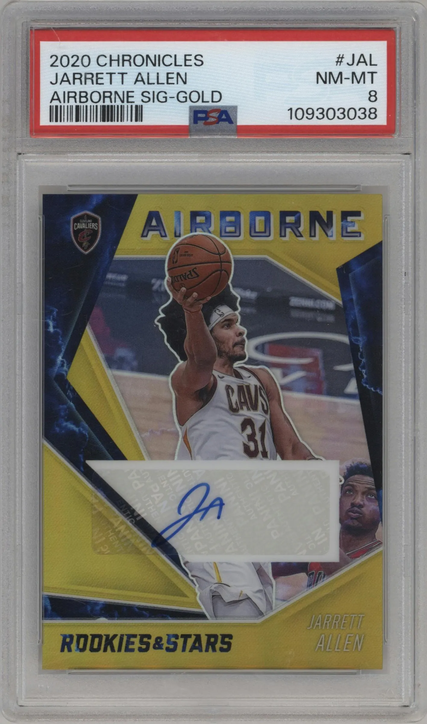 2020 Panini Chronicles Airborne Sig. Jarrett Allen Gold #AIR-JAL PSA 8