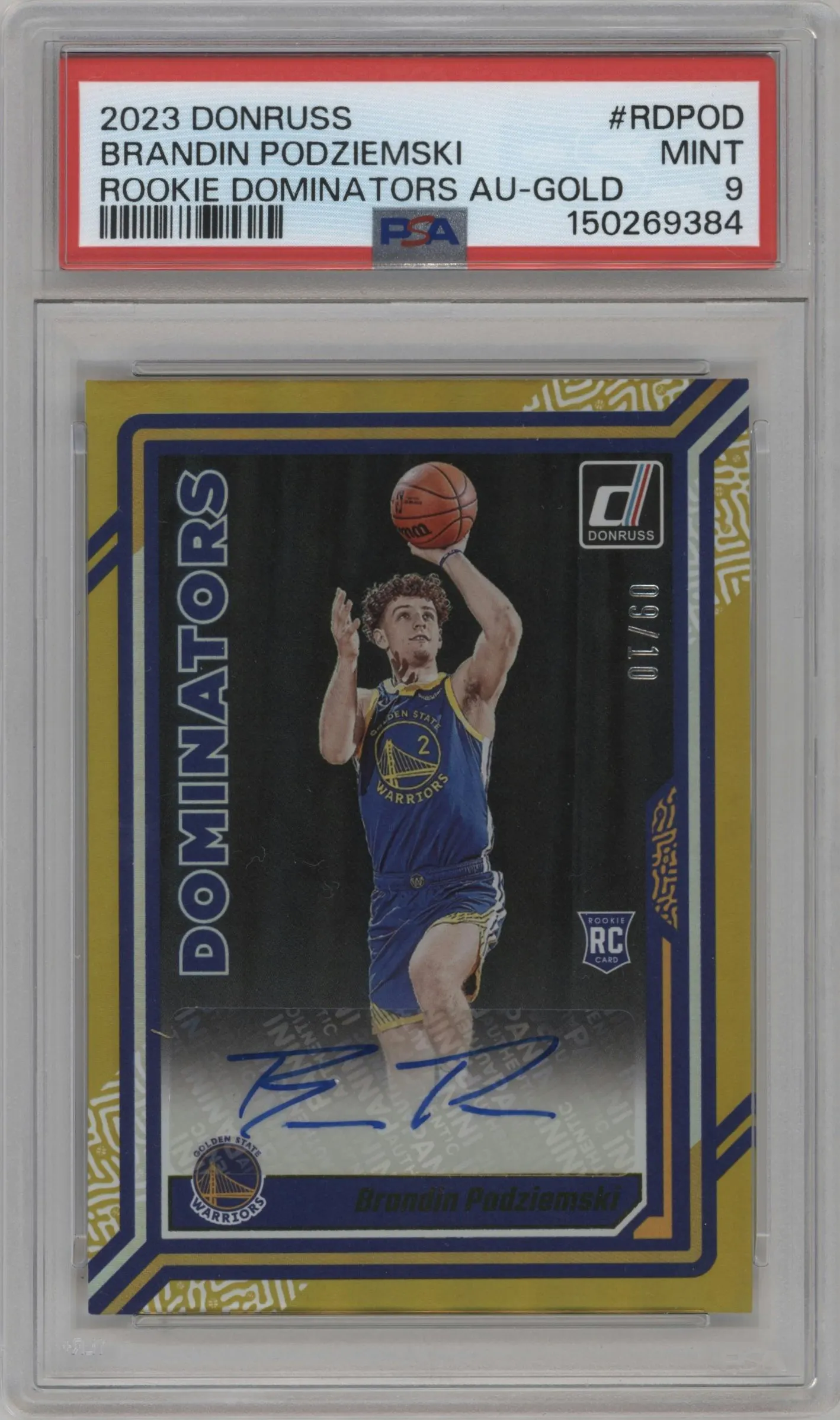 2023 Panini Donruss Rke.Dmntr.Auto Brandin Podziemski Gold PSA 9