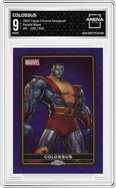 2025 Topps Chrome Deadpool Colossus Purple Wave ARENA CLUB 9