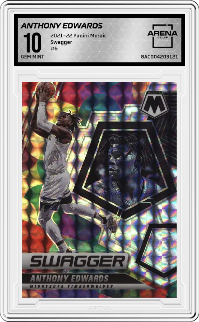 2021 Panini Mosaic Swagger Anthony Edwards #6 ARENA CLUB 10