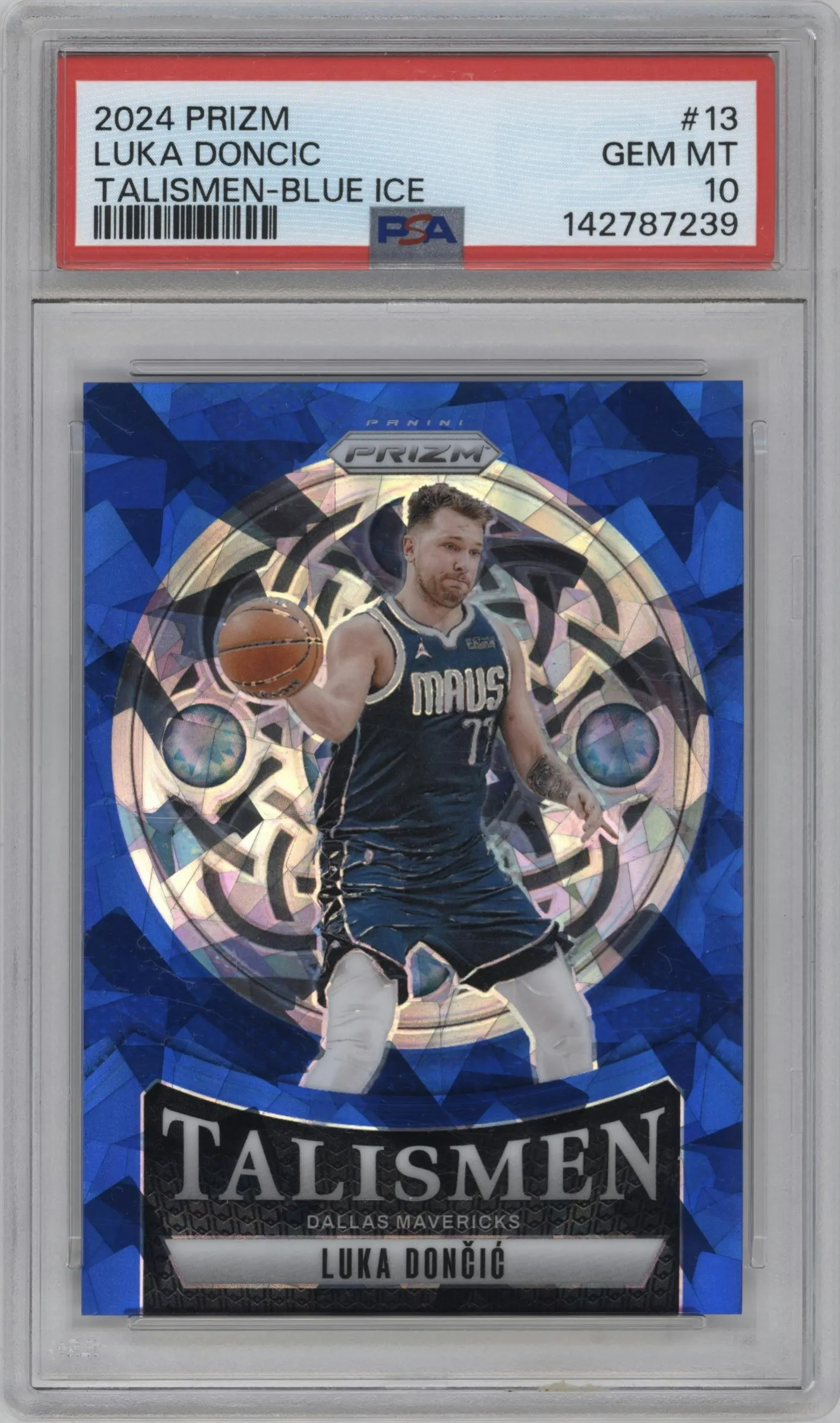 2024 Panini Prizm Talismen Luka Doncic Blue Ice Prizm #13 PSA 10