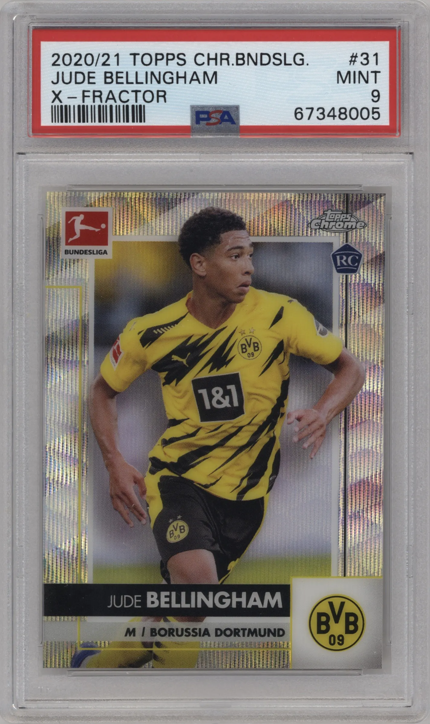 2020 Topps Chrome Bundesliga Jude Bellingham X-Fractor #31 PSA 9