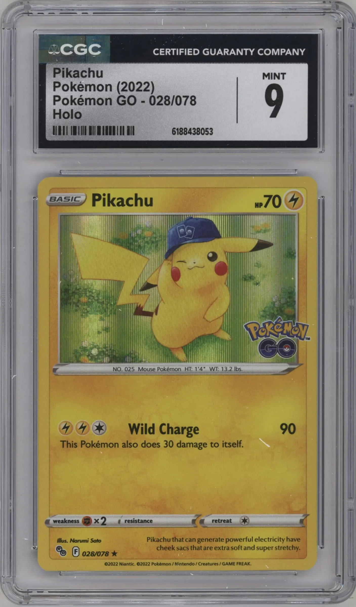 2022 Pokemon SWSH Pokemon GO Pikachu #028 CGC 9