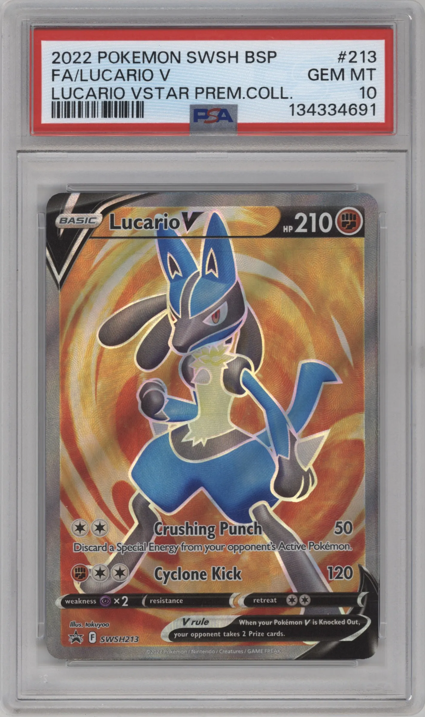2022 Pokemon SWSH Lucario V Lucario VSTAR Premium Collection #SWSH213 PSA 10