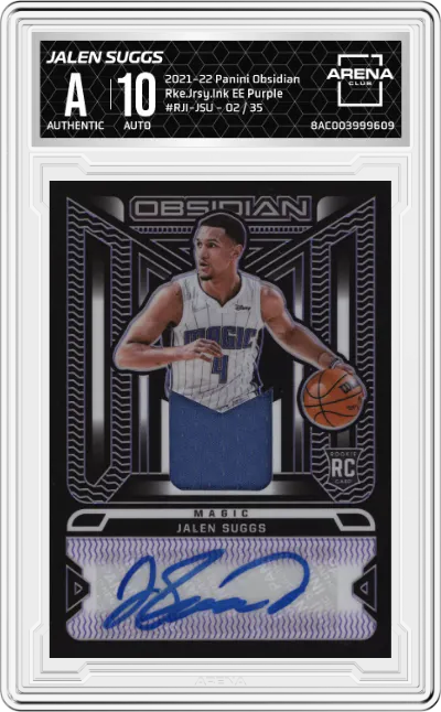 2021 Panini Obsidian Rke.Jrsy.Ink Jalen Suggs Electric Etch Purple ARENA CLUB AUTHENTIC #RJI-JSU ARENA CLUB