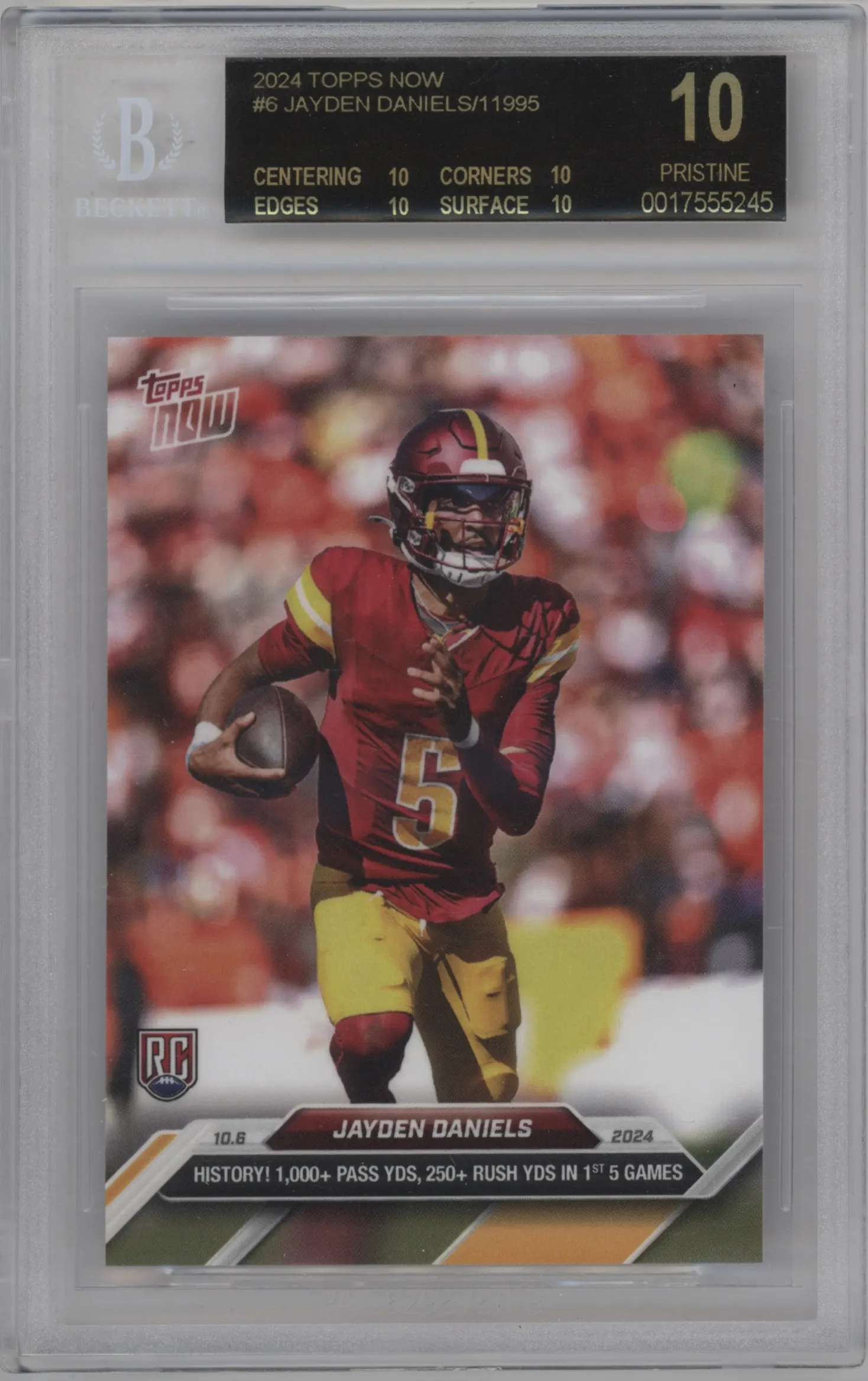 2024 Topps Now Jayden Daniels #6 BGS 10