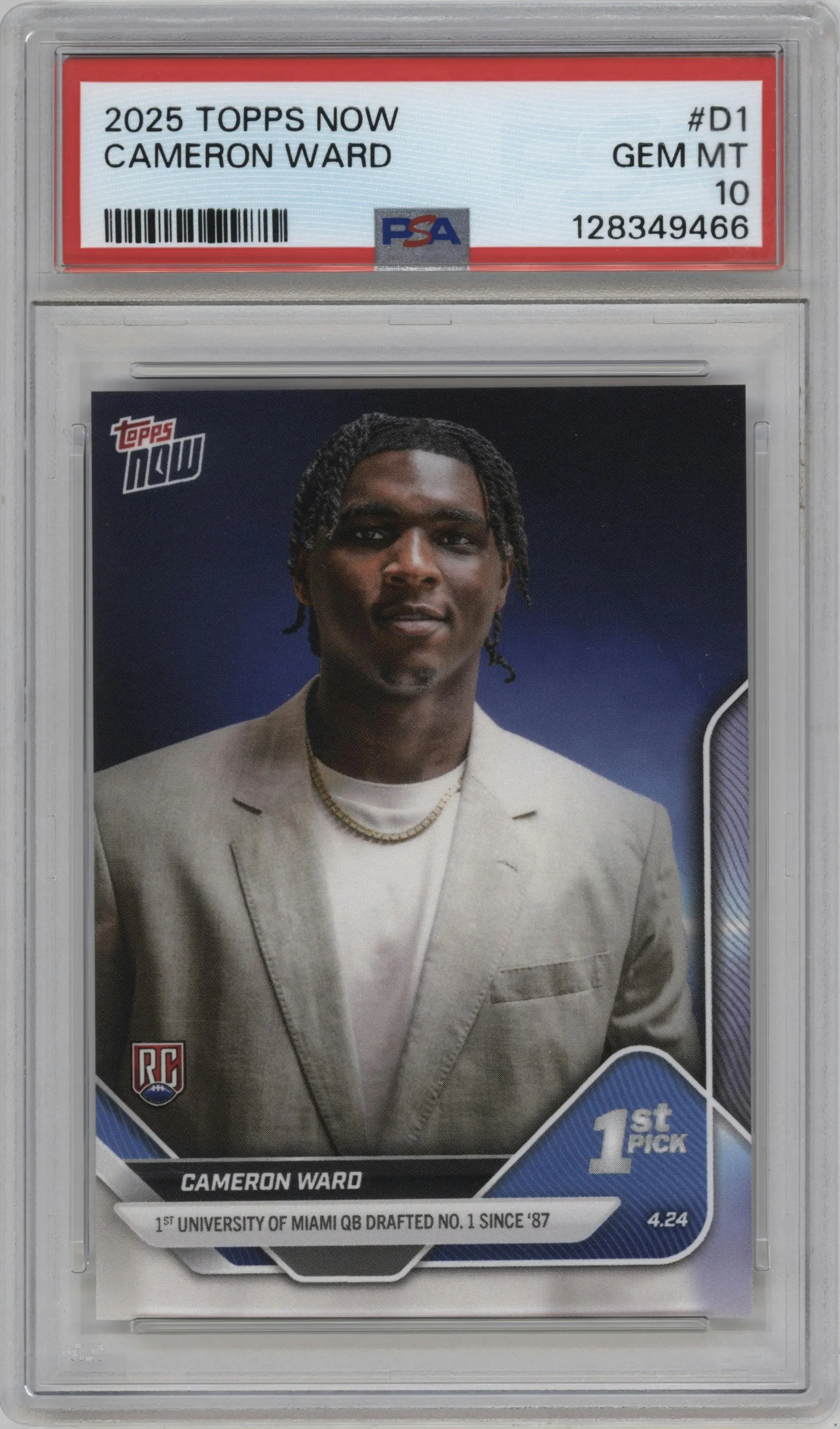 2025 Topps Now Cameron Ward #D-1 PSA 10
