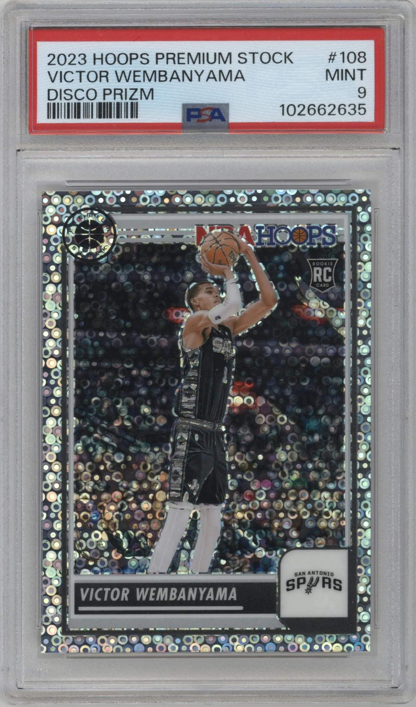 2023 Panini Hoops Premium Stock Victor Wembanyama Disco #108 PSA 9