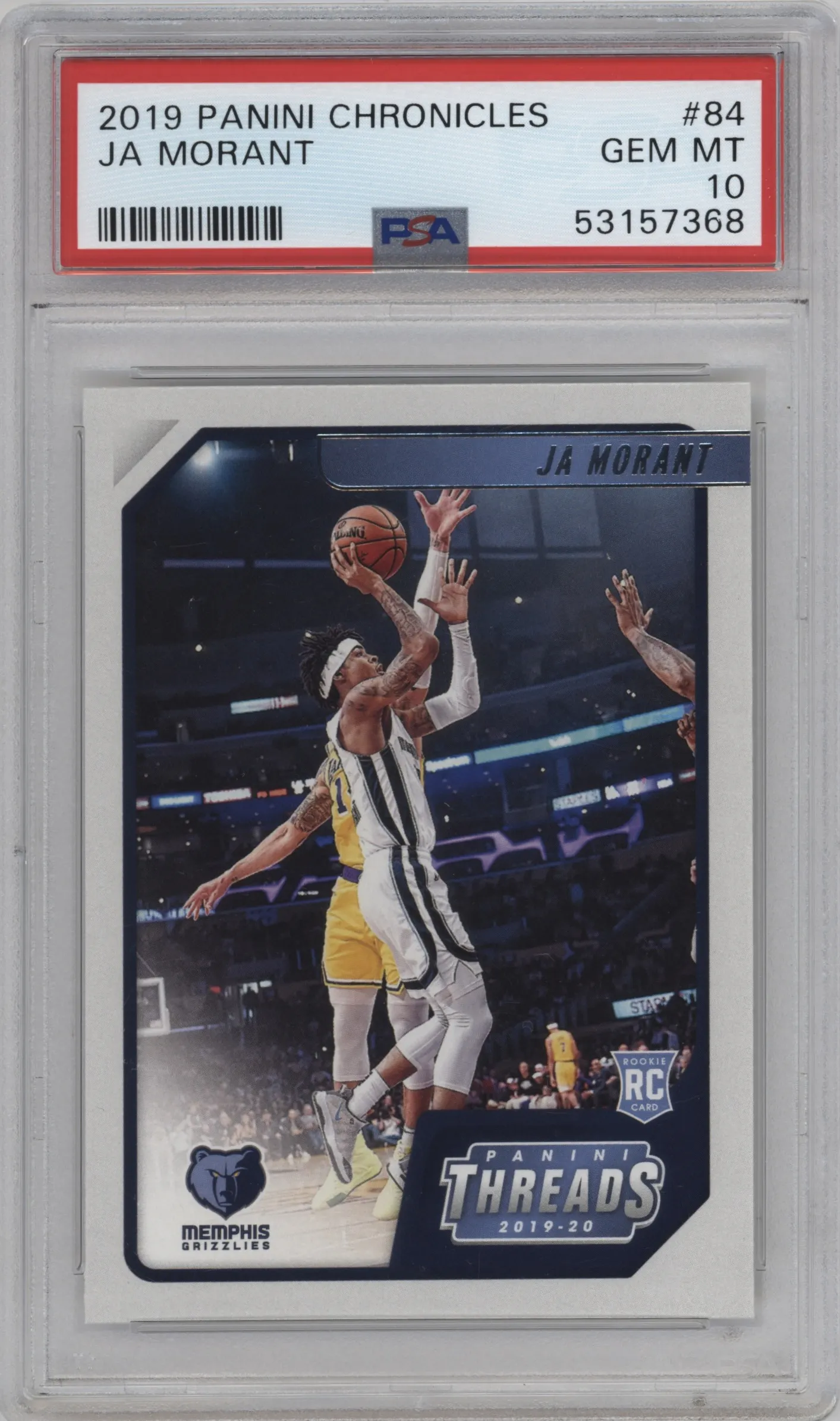 2019 Panini Chronicles Threads Ja Morant PSA 10