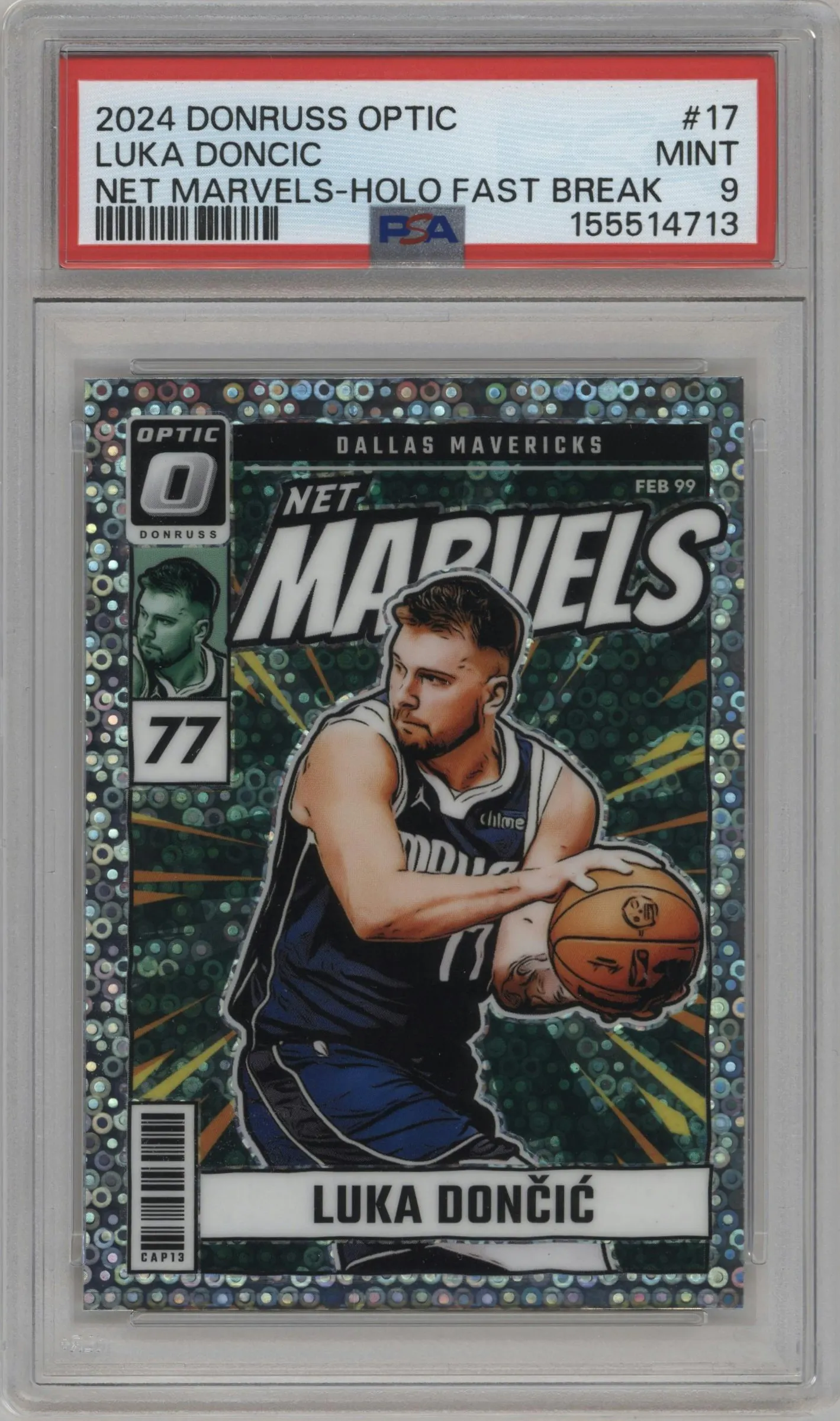 2024 Donruss Optic Net Marvels Luka Doncic Fast Break Holo #17 PSA 9