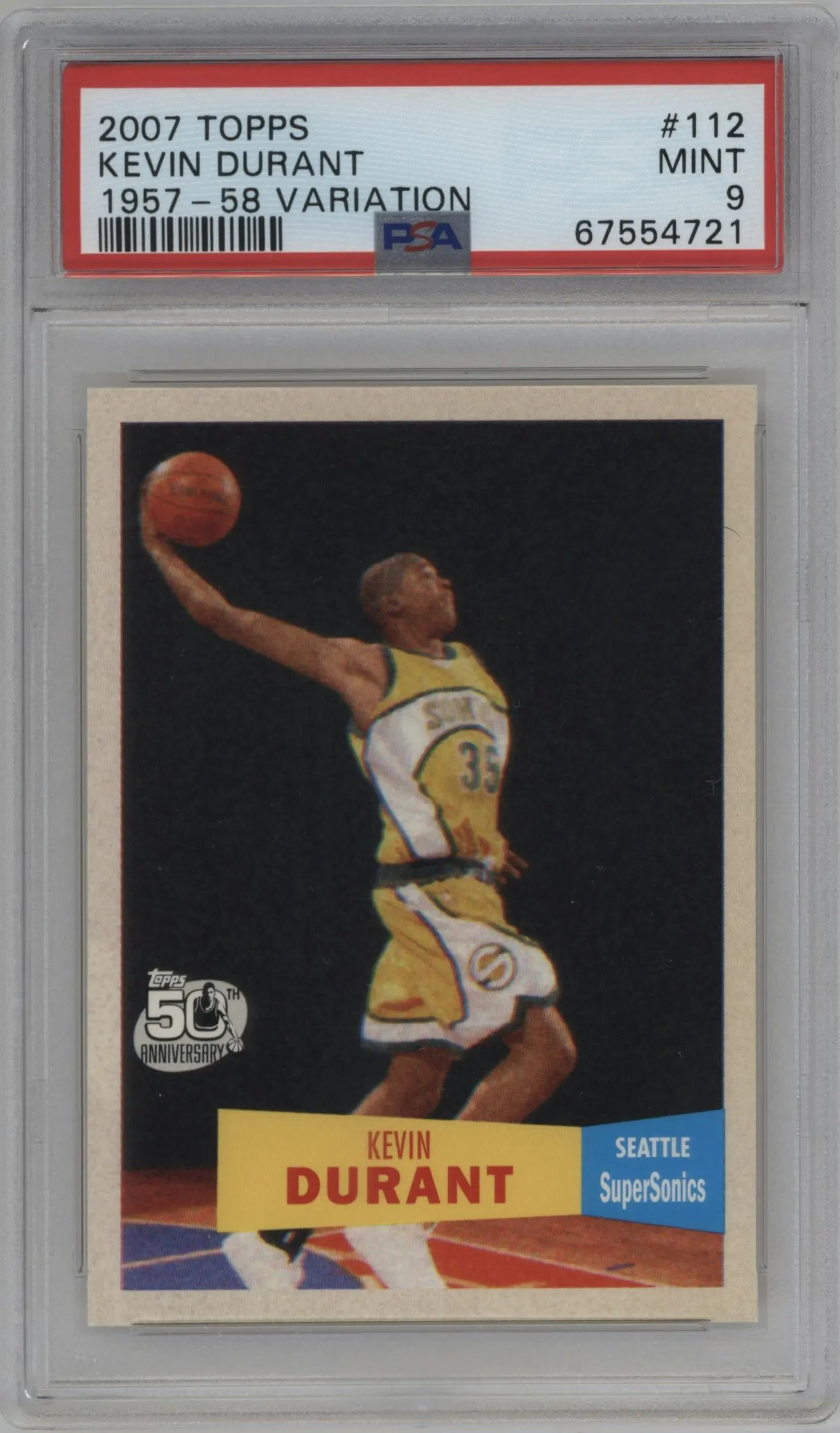 2007 Topps 1957-58 Variation Kevin Durant #112 PSA 9