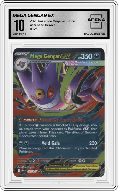 2026 Pokemon Mega Evolution Ascended Heroes Mega Gengar ex #125 ARENA CLUB 10