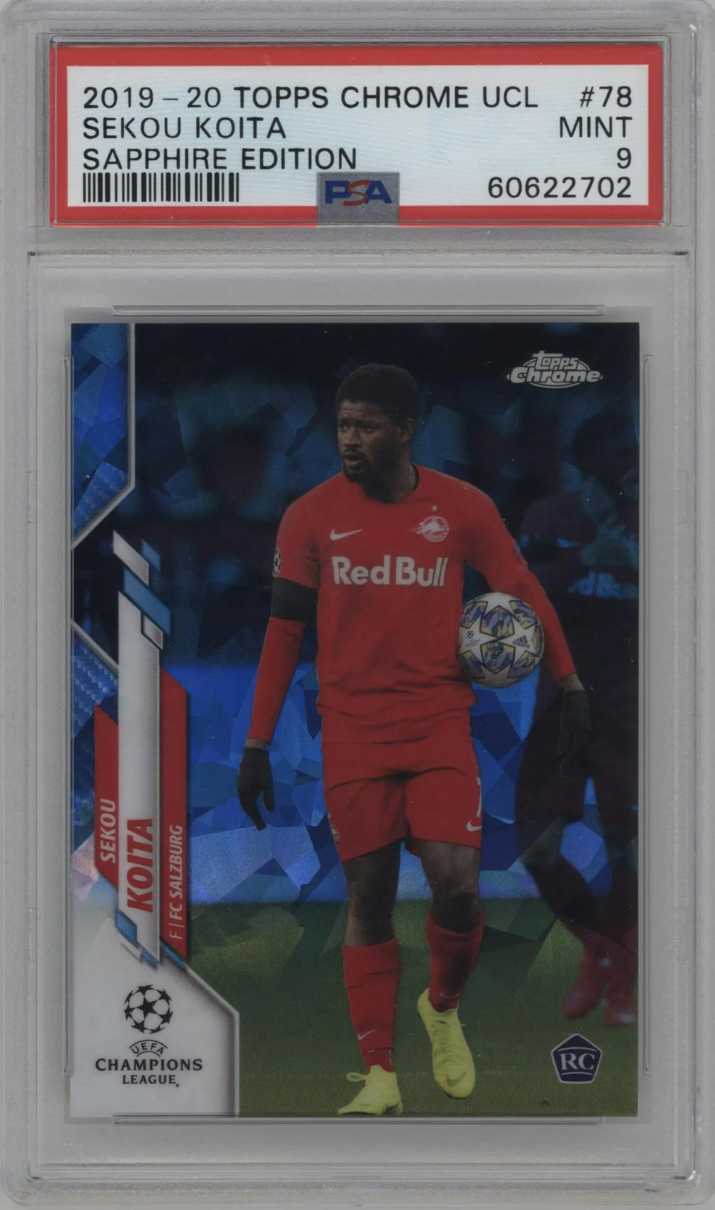 2019 Topps Chrome Sapphire Edition UEFA Champions League Sekou Koita #78 PSA 9
