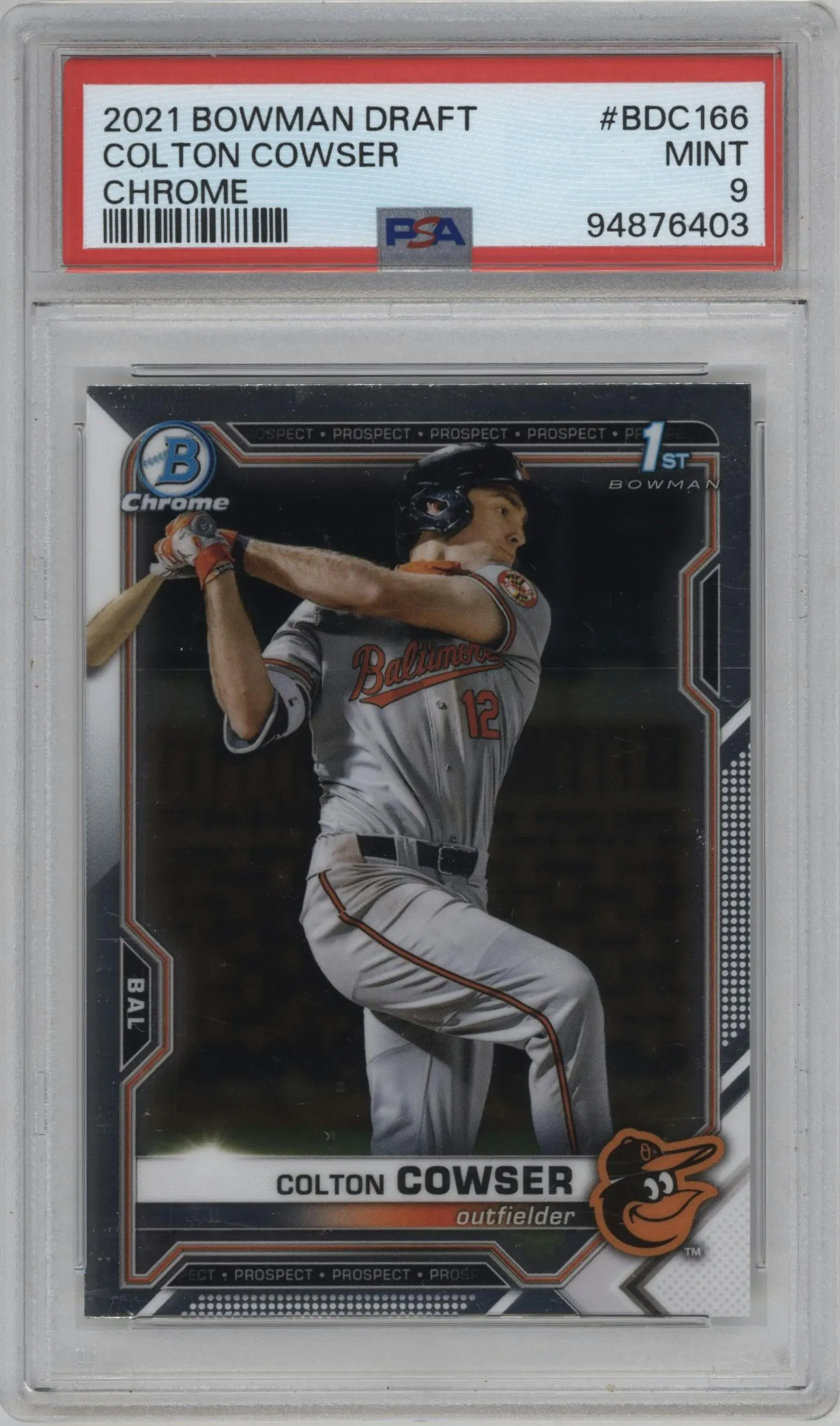 2021 Bowman Draft Chrome Colton Cowser #BDC-166 PSA 9