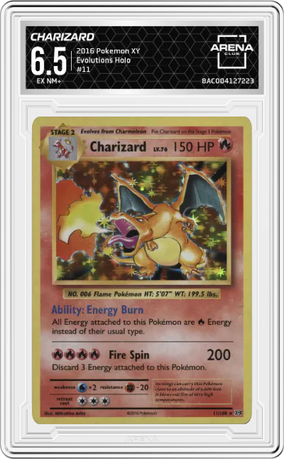 2016 Pokemon XY Evolutions Charizard #11 ARENA CLUB 6.5