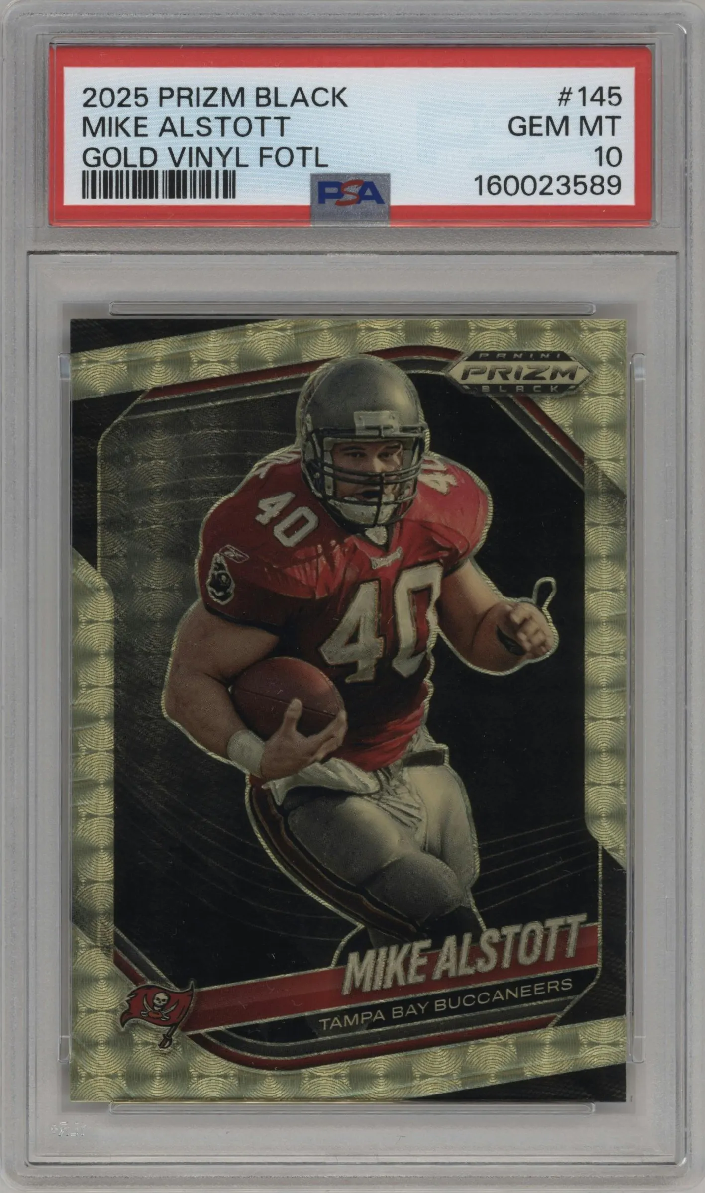 2025 Panini Prizm Black Mike Alstott Gold Vinyl FOTL #145 PSA 10