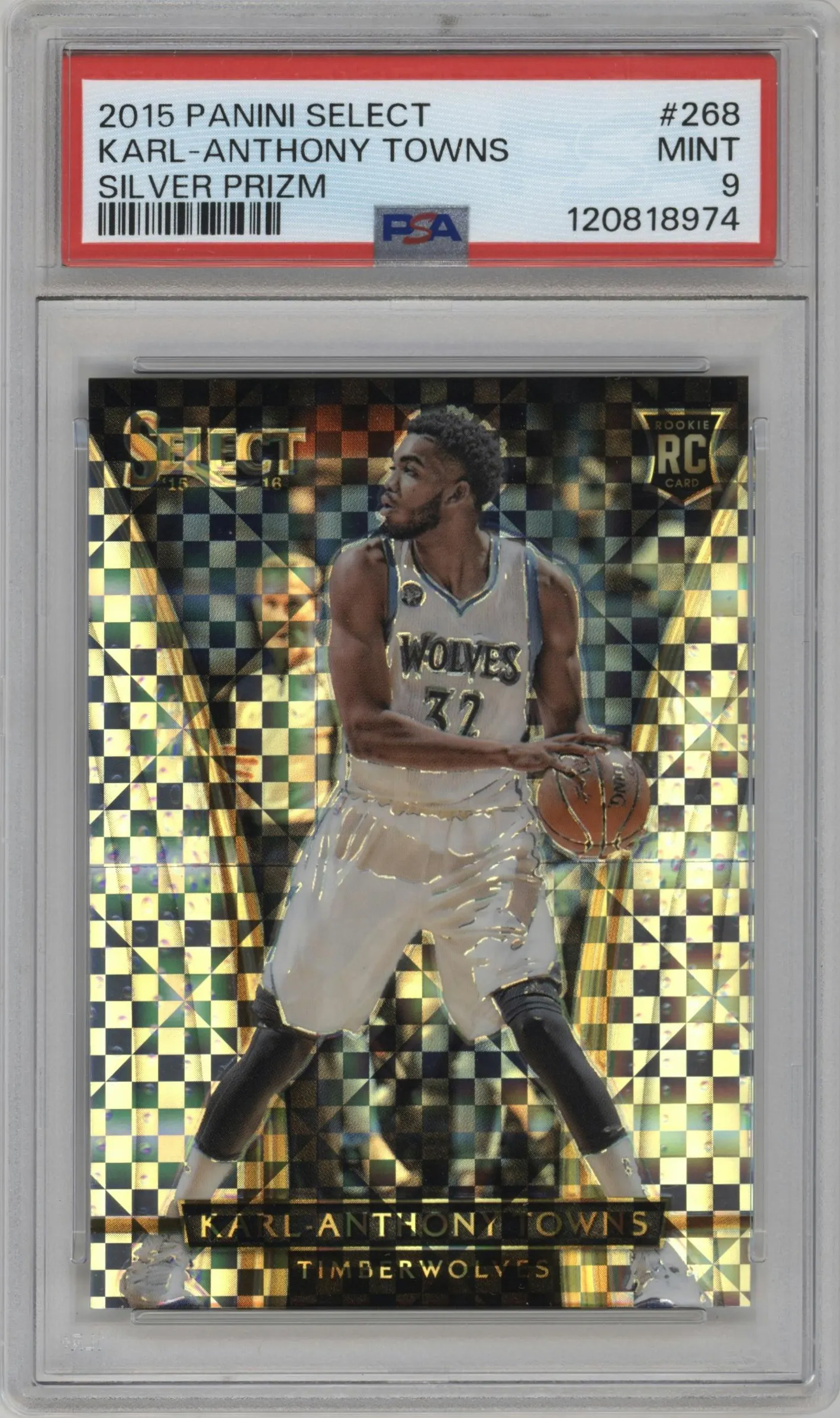 2015 Panini Select Karl-Anthony Towns Silver Prizm #268 PSA 9