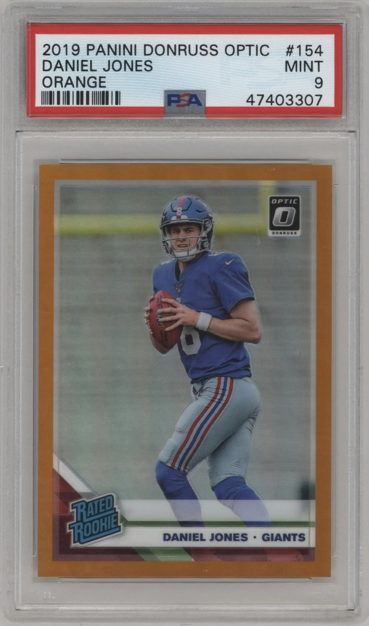 2019 Panini Donruss Optic Rated Rookie Daniel Jones Orange #154 PSA 9