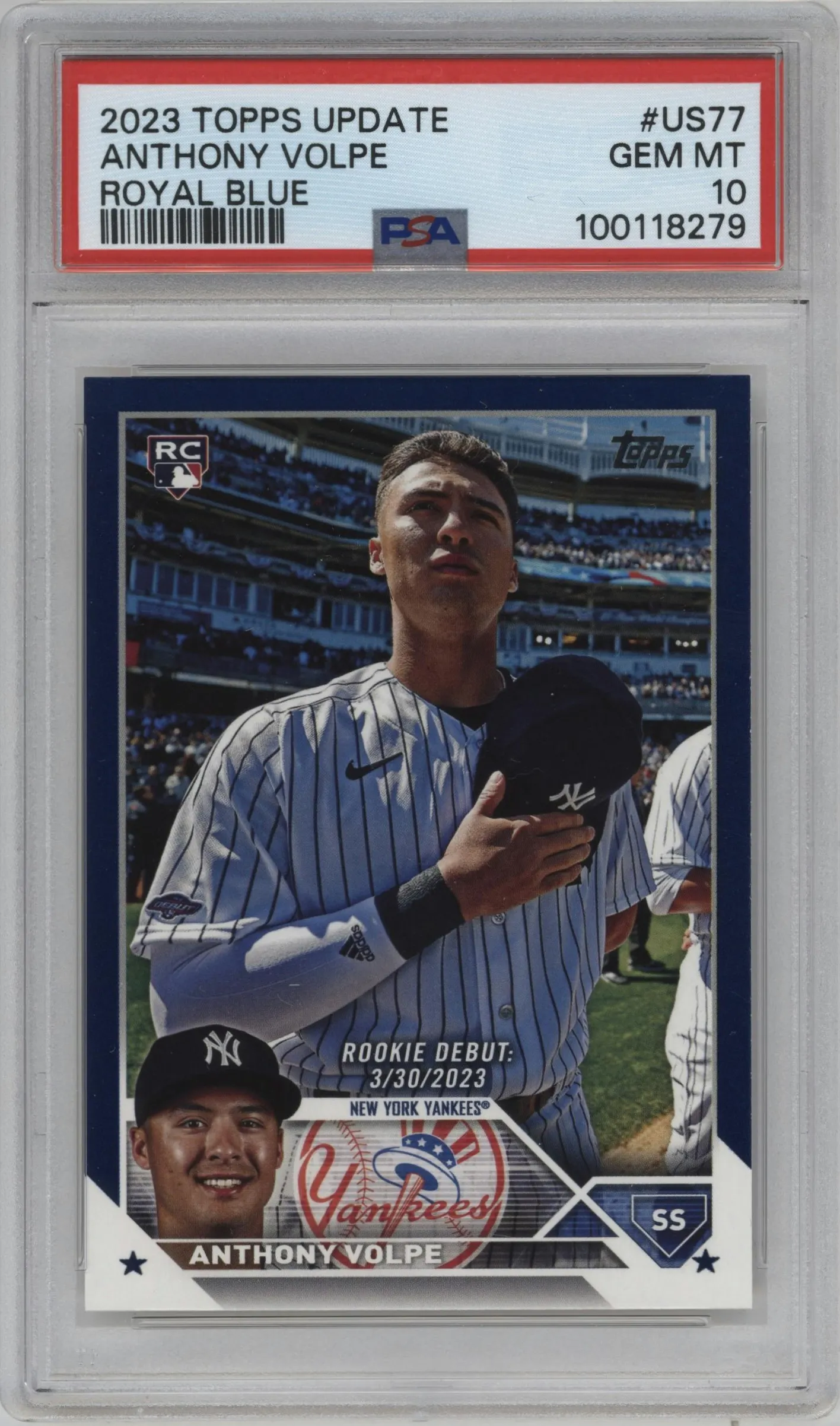 2023 Topps Update Anthony Volpe Royal Blue #US77 PSA 10