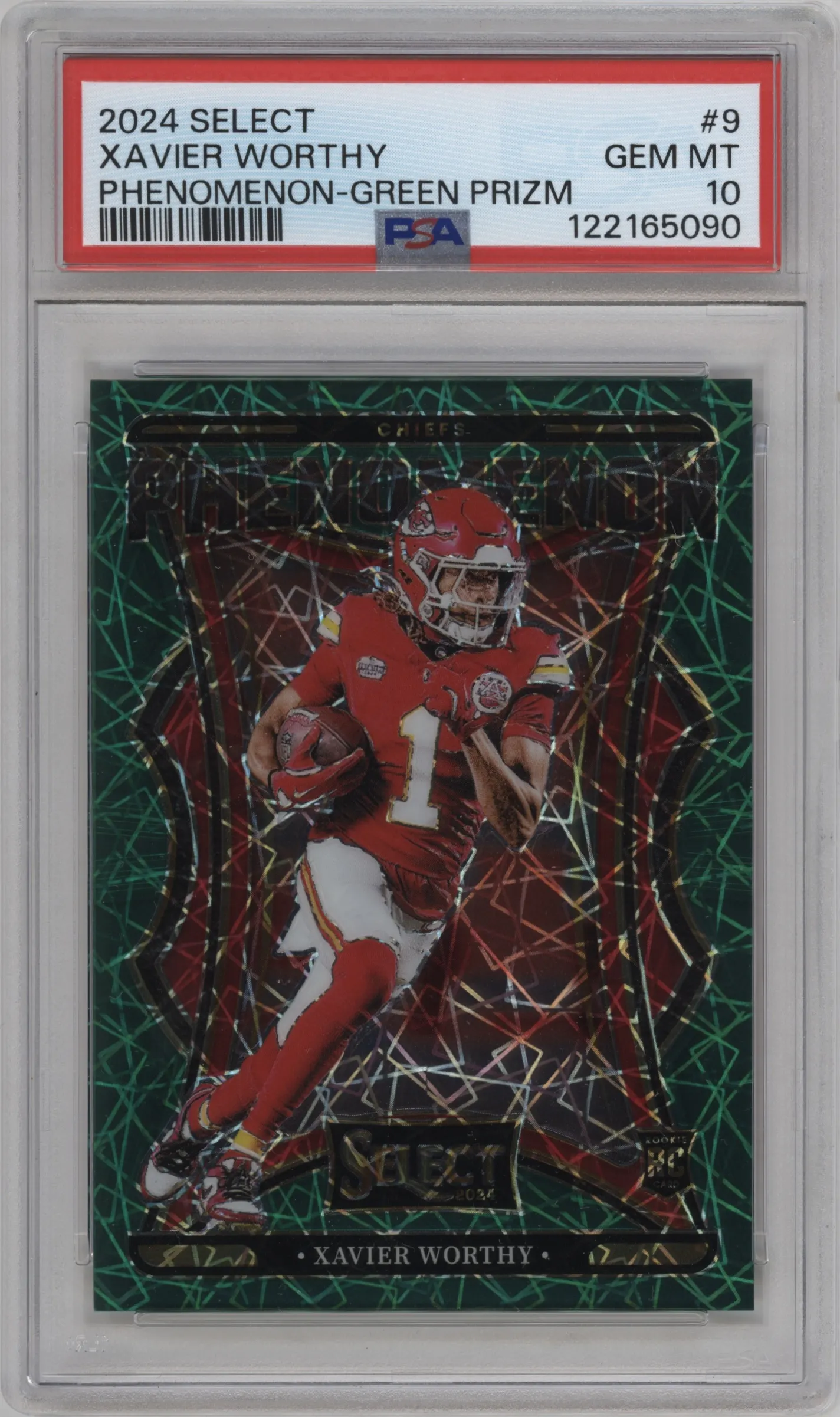 2024 Panini Select Phenomenon Xavier Worthy Green Prizm #9 PSA 10