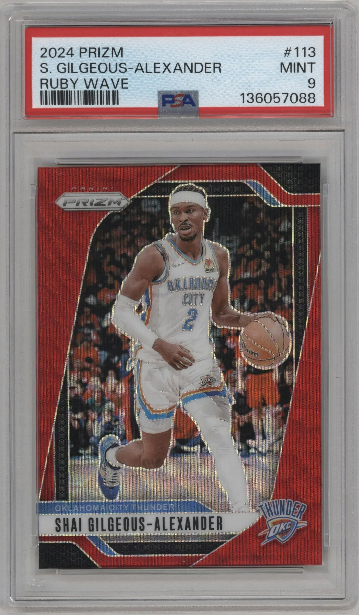 2024 Panini Prizm Shai Gilgeous-Alexander Ruby Wave #113 PSA 9