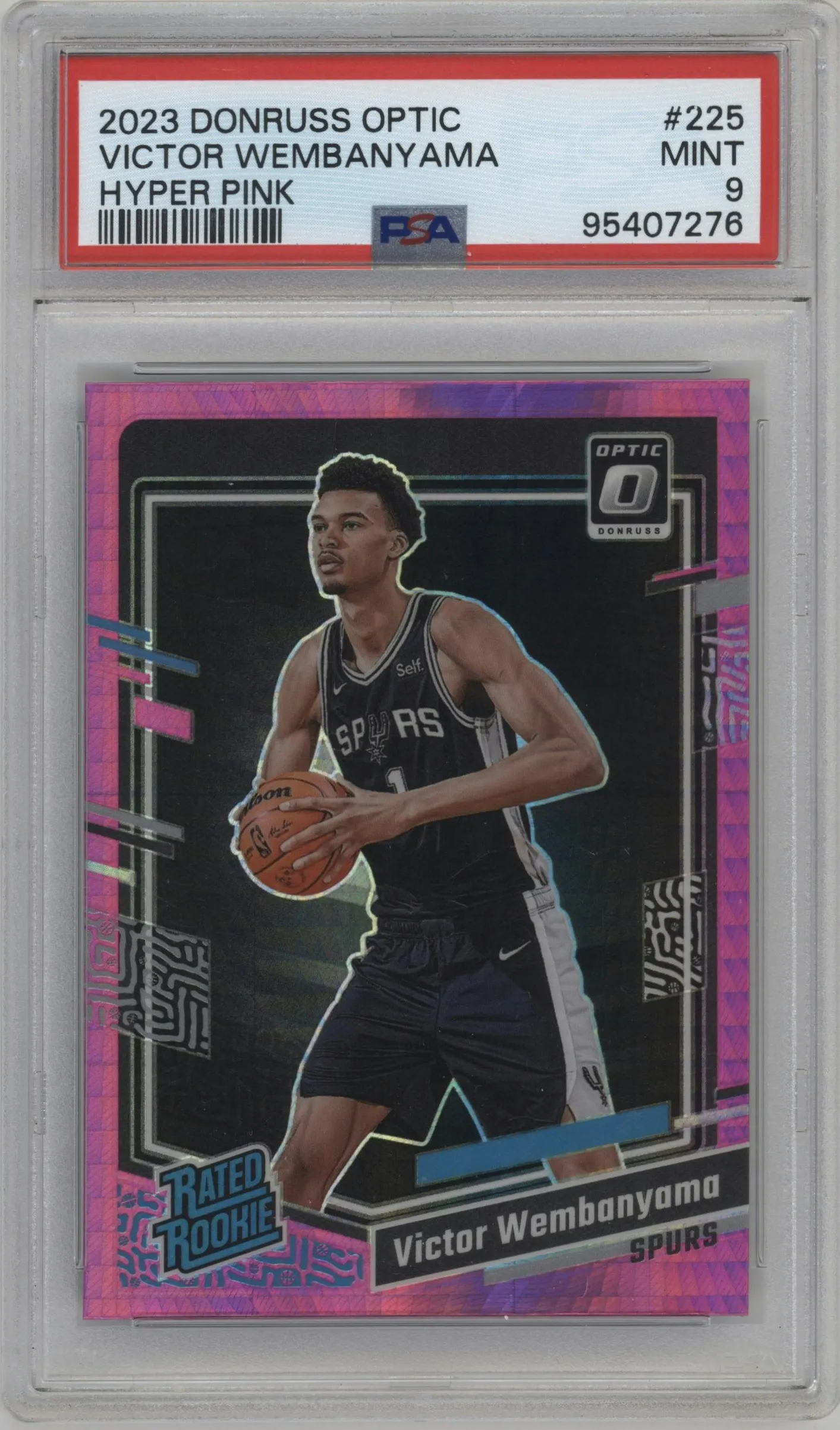 2023 Donruss Optic Rated Rookie Victor Wembanyama Hyper Pink #225 PSA 9