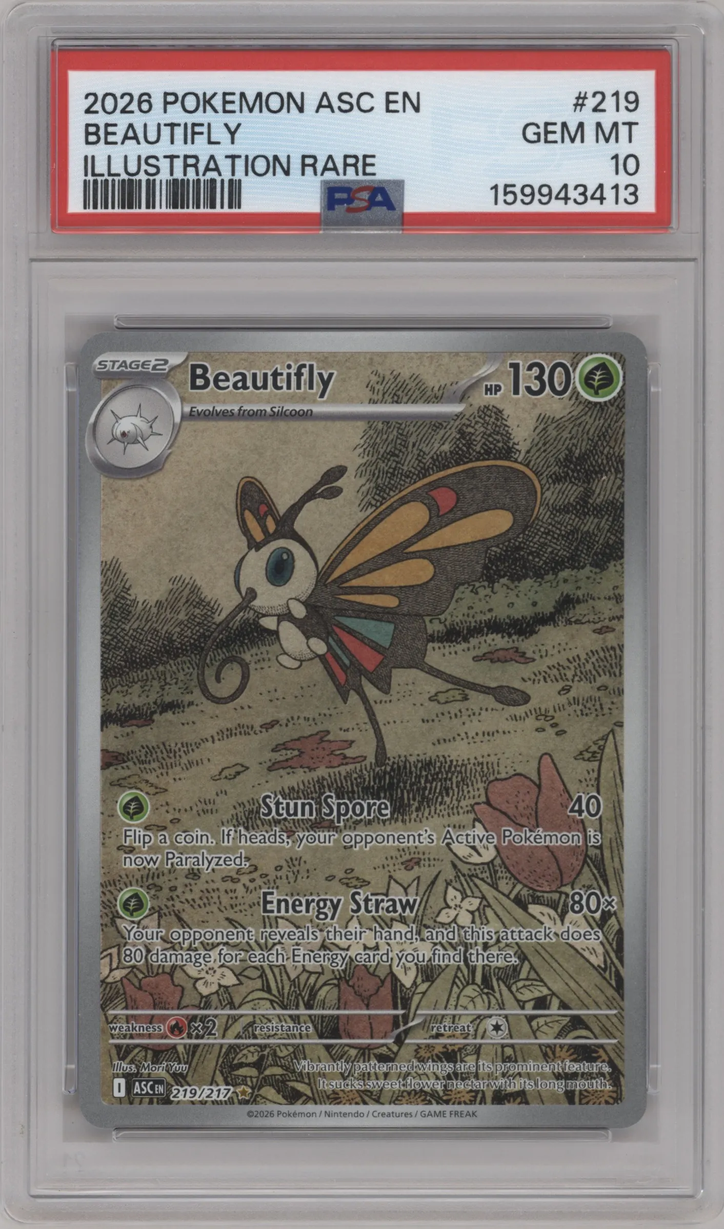 2026 Pokemon Mega Evolution Ascended Heroes Beautifly #219 PSA 10