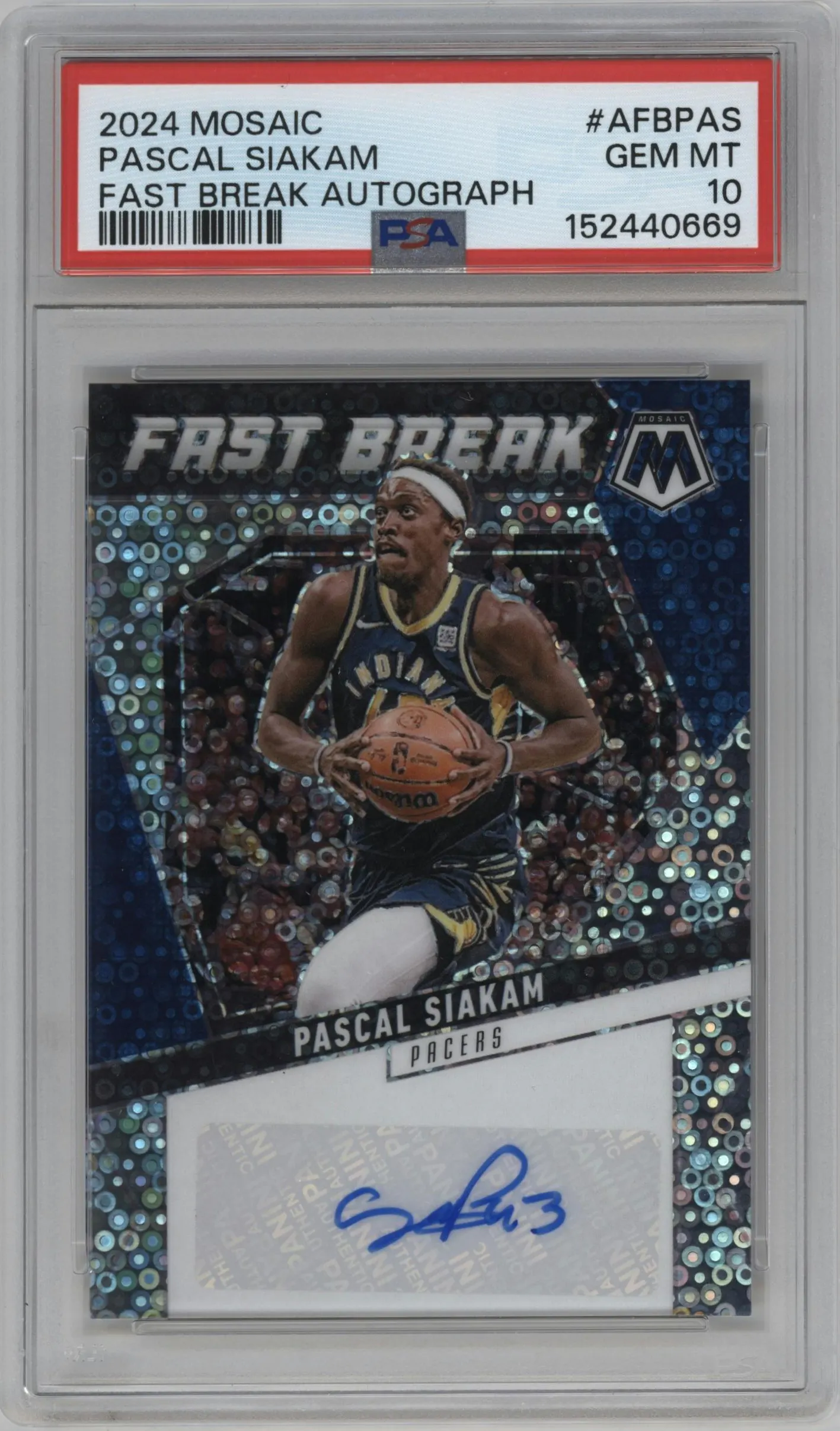 2024 Panini Mosaic Fast Break Auto Pascal Siakam #AFB-PAS PSA 10