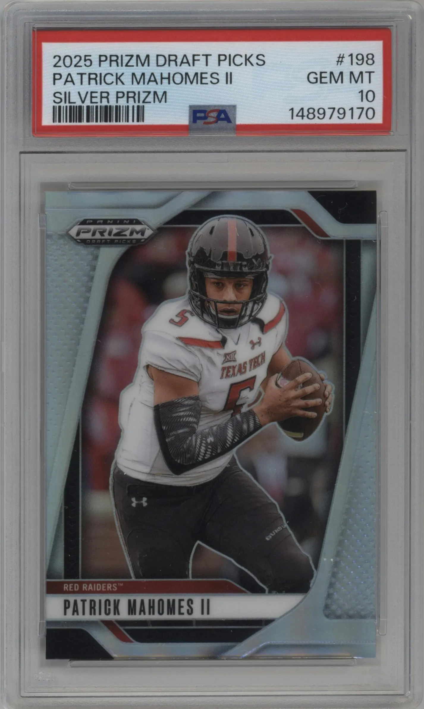 2025 Panini Prizm Draft Picks Patrick Mahomes II Silver Prizm #198 PSA 10