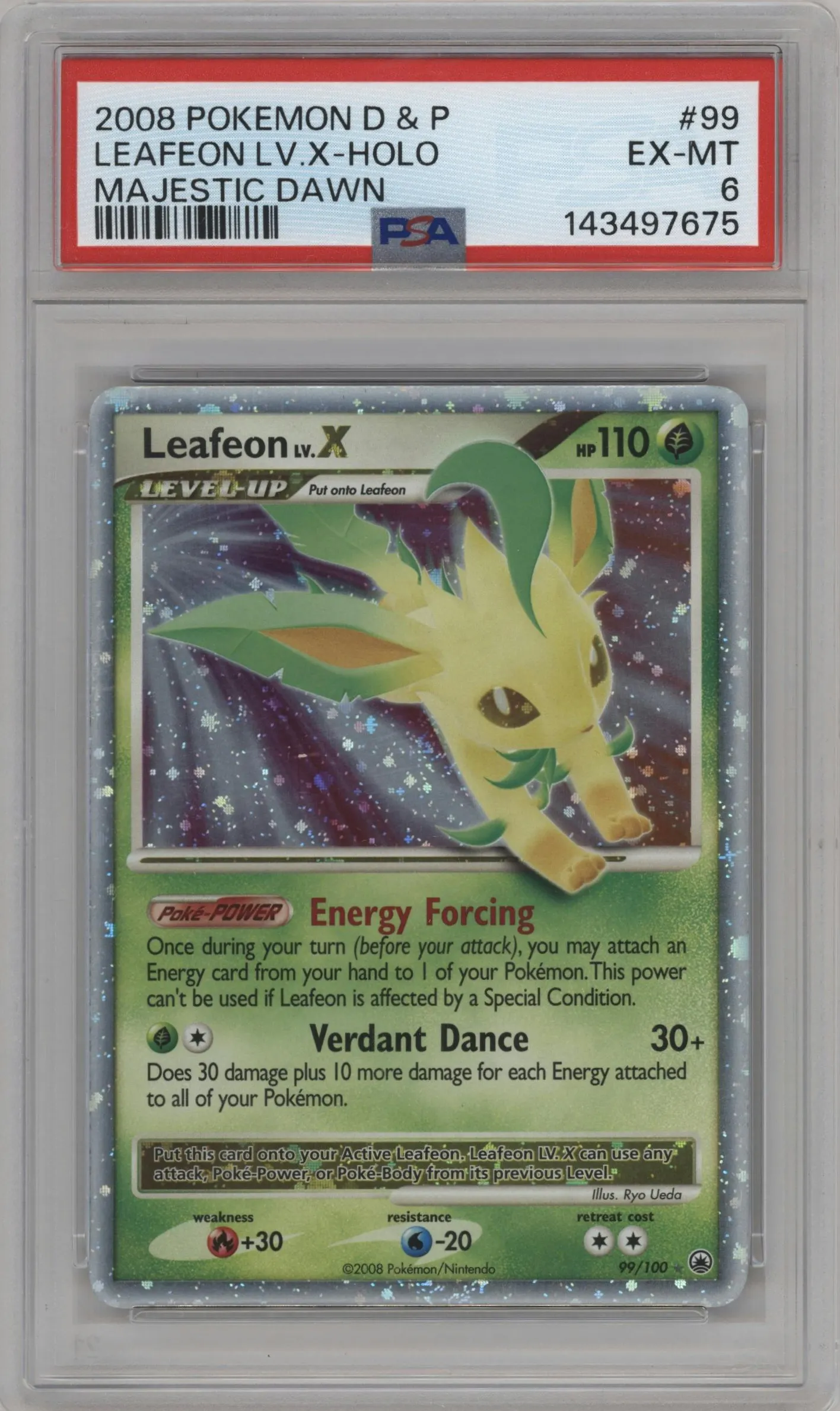 2008 Pokemon D&P Majestic Dawn Leafeon LV.X #99 PSA 6