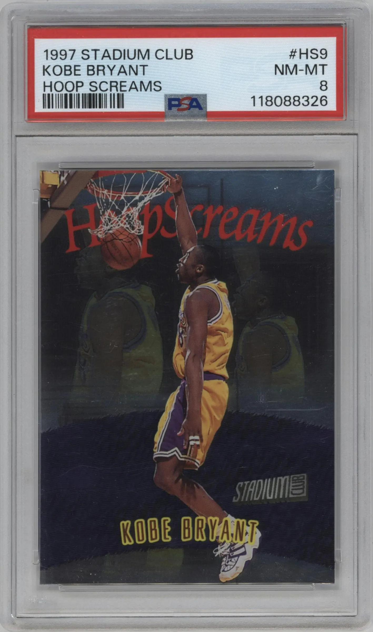 1997 Topps Stadium Club Hoop Screams Kobe Bryant #HS9 PSA 8