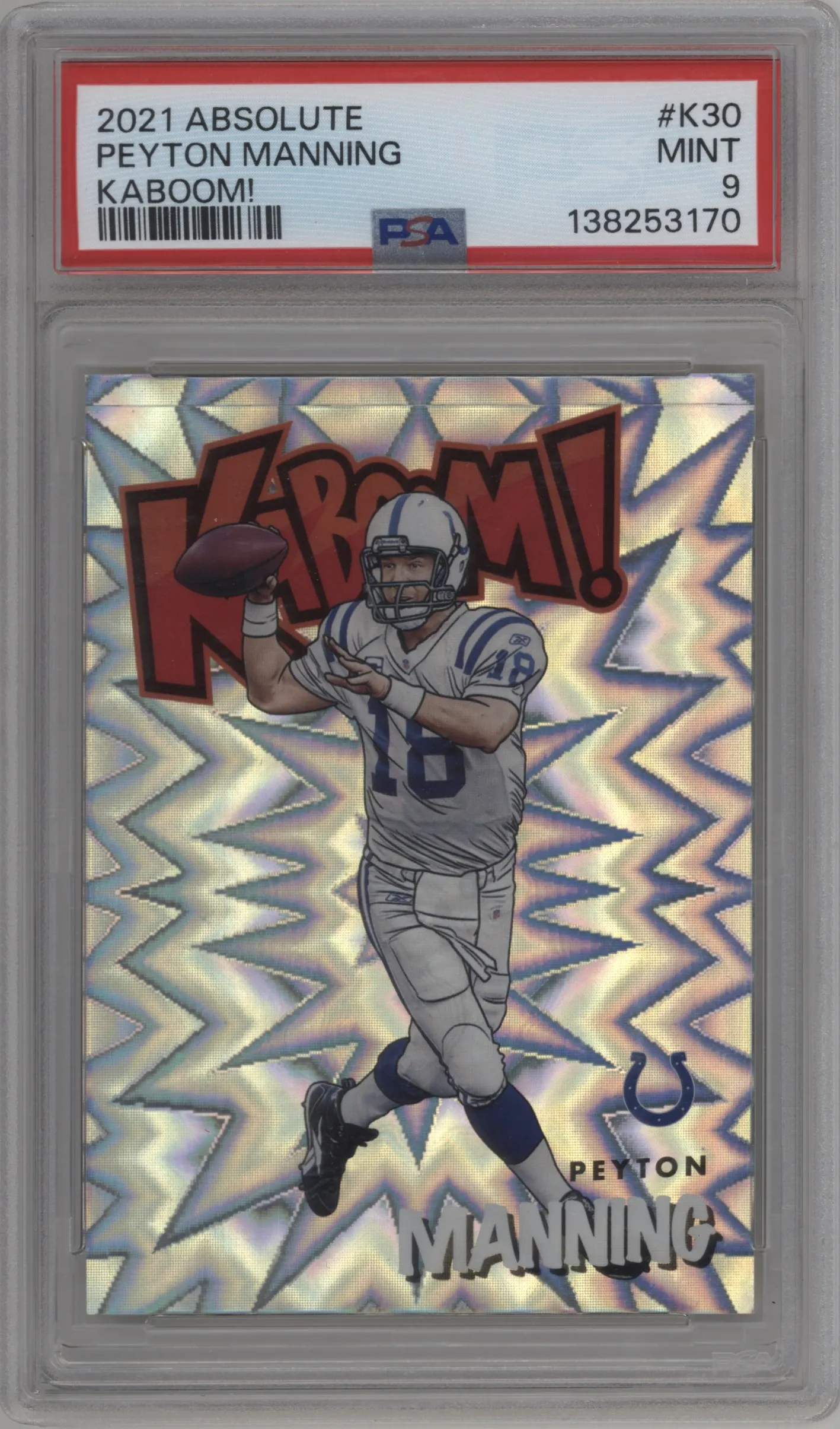 2021 Panini Absolute Kaboom! Peyton Manning #K30 PSA 9