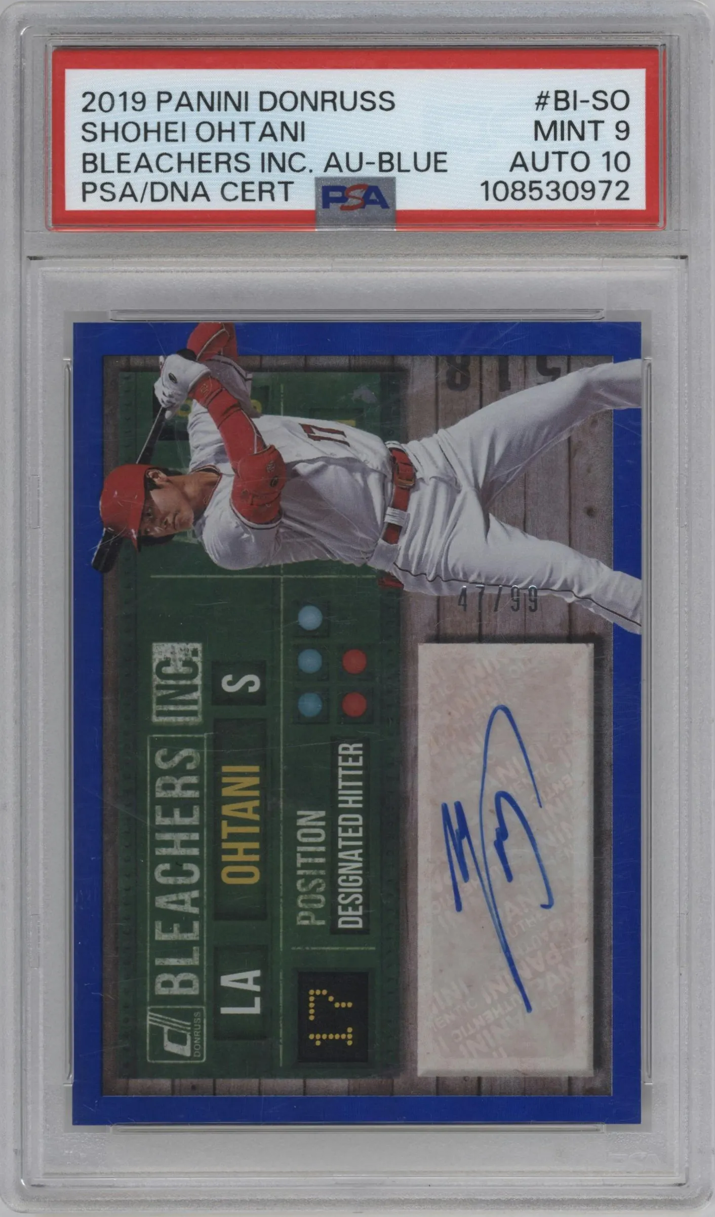 2019 Donruss Bleachers Inc. Auto Shohei Ohtani Blue #BI-SO PSA 9