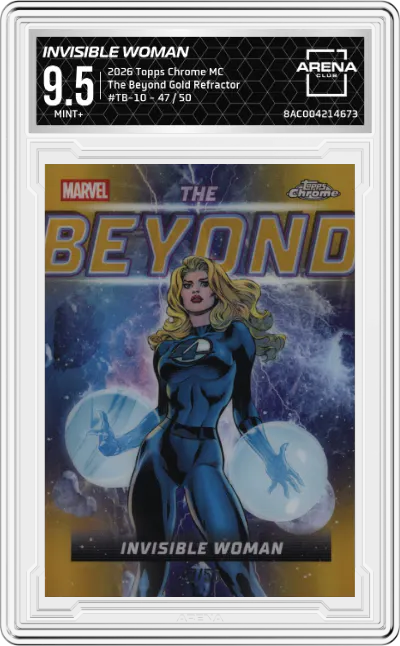 2026 Topps Chrome Marvel Comics The Beyond Invisible Woman Gold Refractor #TB-10 ARENA CLUB 9.5