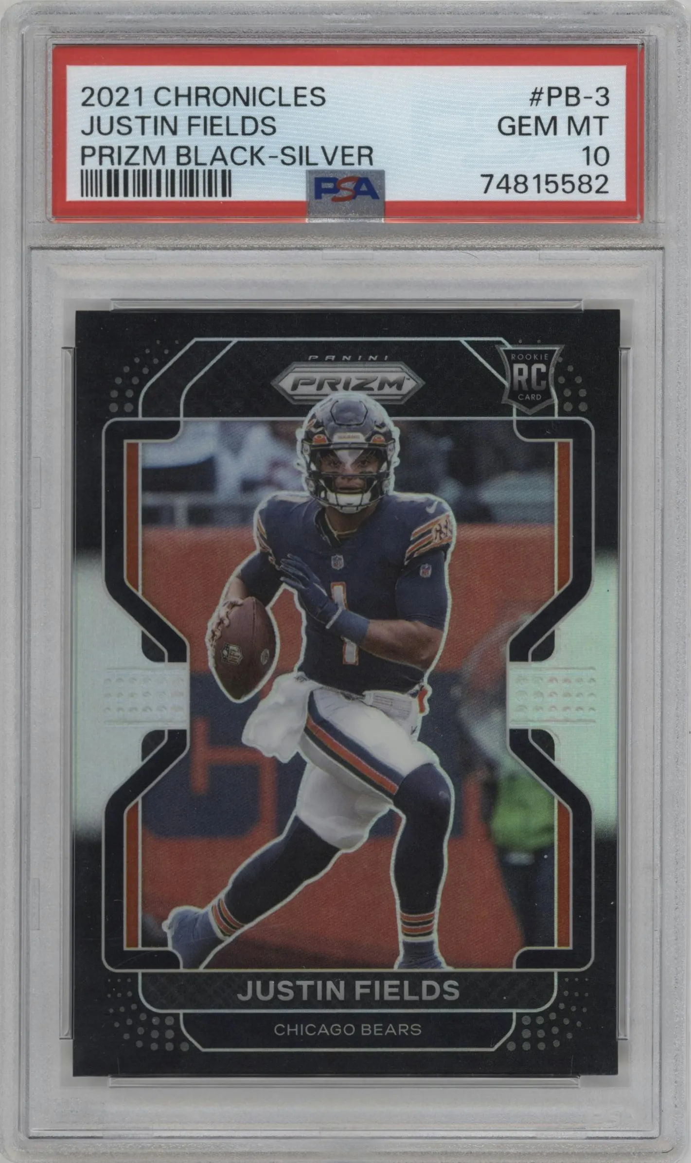 2021 Panini Chronicles Prizm Black Justin Fields Silver #PB-3 PSA 10